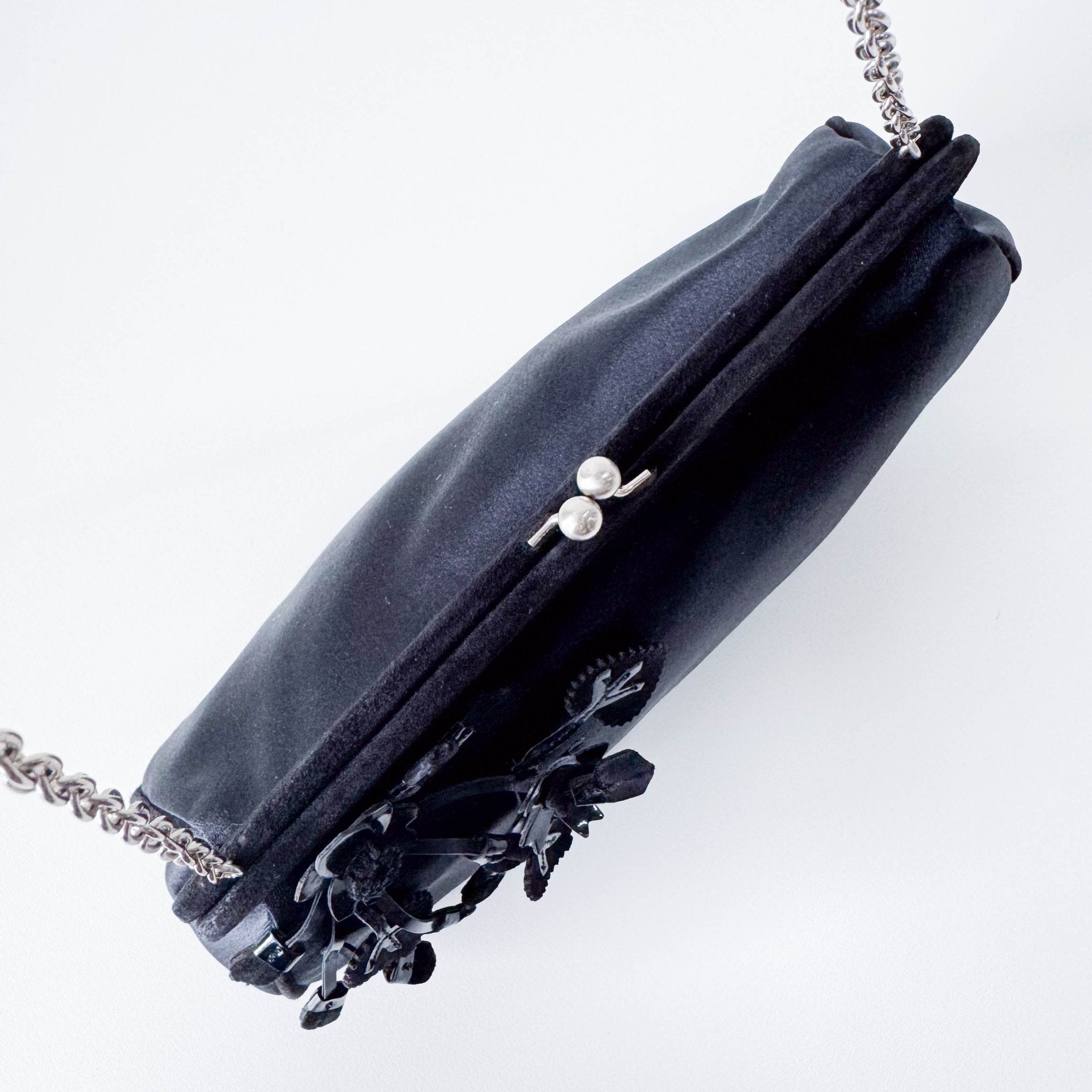 PRADA Black Satin Flower Embroidered Chain Bag, in , Sold by HIVE PRELOVED - Shoulder Bags, ,