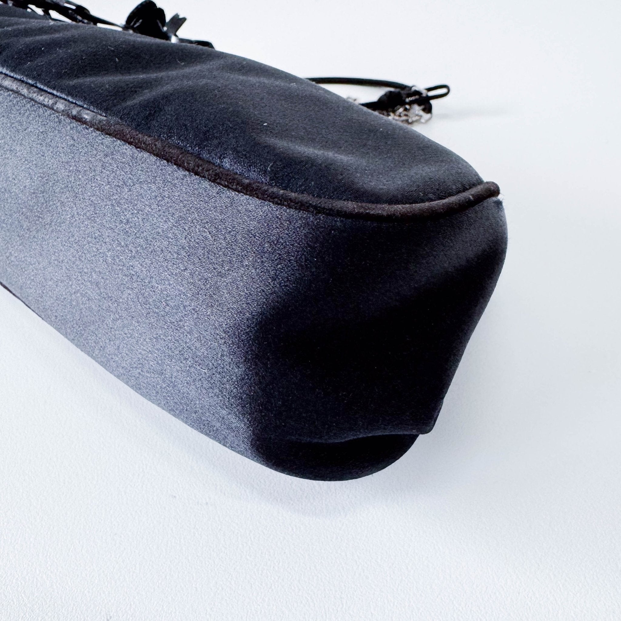 PRADA Black Satin Flower Embroidered Chain Bag, in , Sold by HIVE PRELOVED - Shoulder Bags, ,