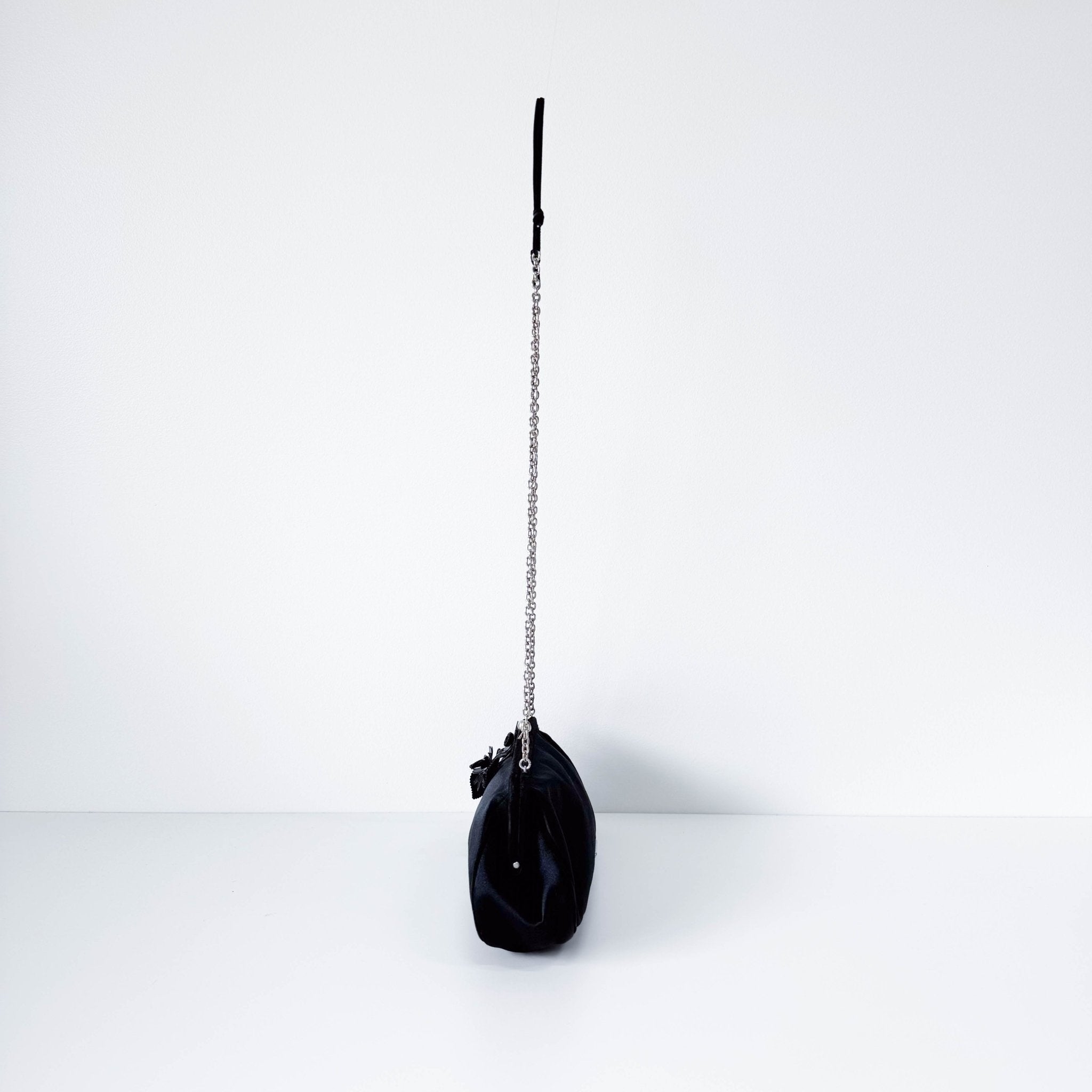 PRADA Black Satin Flower Embroidered Chain Bag, in , Sold by HIVE PRELOVED - Shoulder Bags, ,