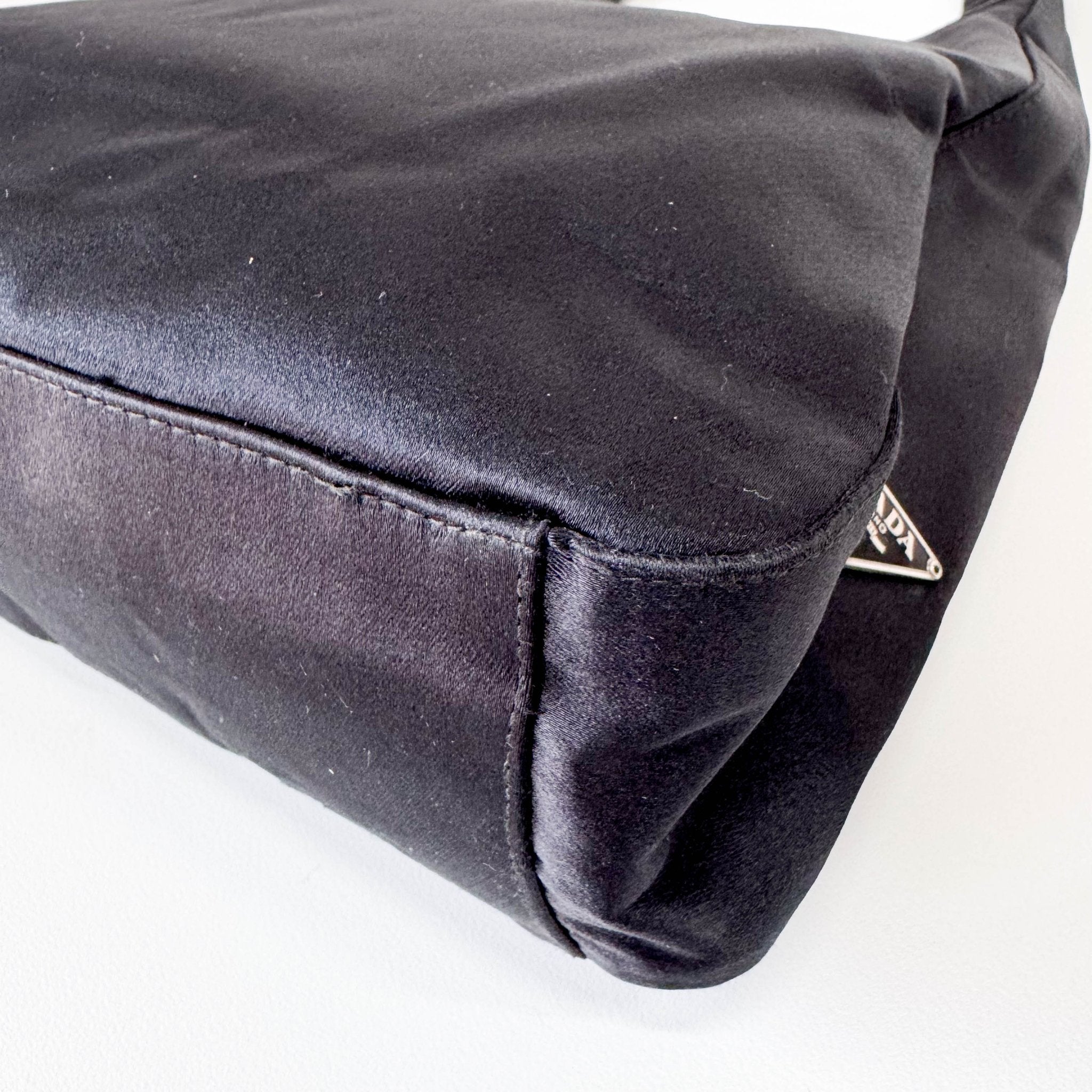 PRADA Black Satin Hobo Shoulder Bag, in , Sold by HIVE PRELOVED - Shoulder Bags, ,