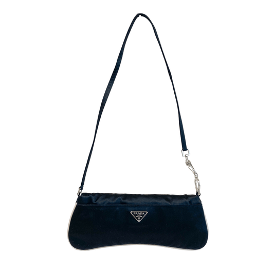 PRADA Black Satin Horizontal Shoulder Bag, in , Sold by HIVE PRELOVED - Shoulder Bags, ,