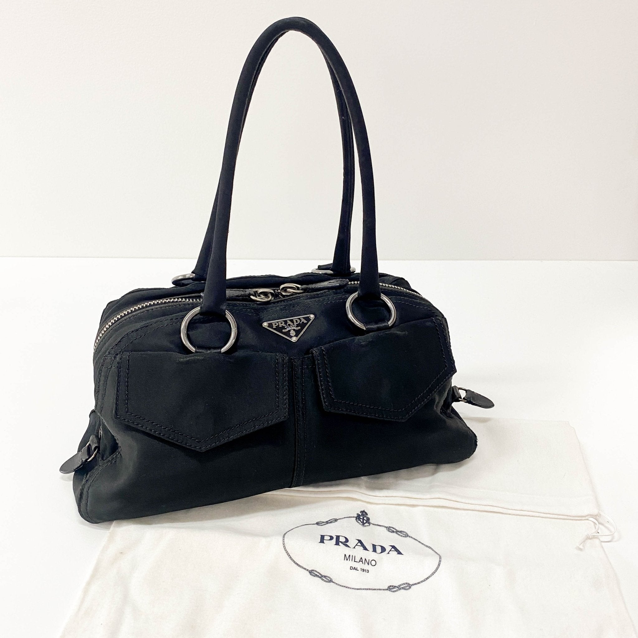 PRADA Black Satin Shoulder Bag, in , Sold by HIVE PRELOVED - Shoulder Bags, ,