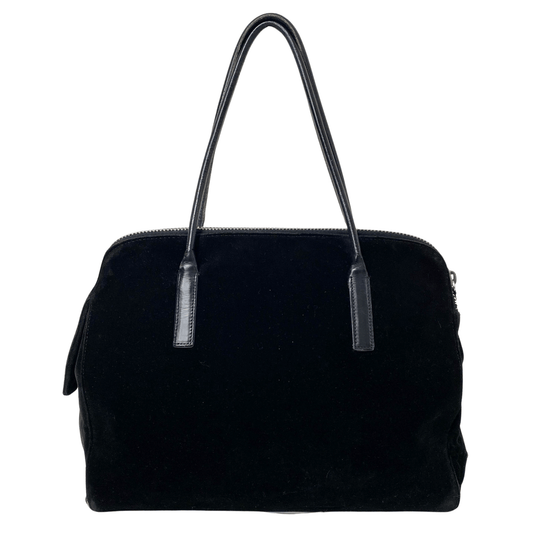 PRADA Black Suede Double Handle Handbag, in , Sold by HIVE PRELOVED - Handle Bags, ,