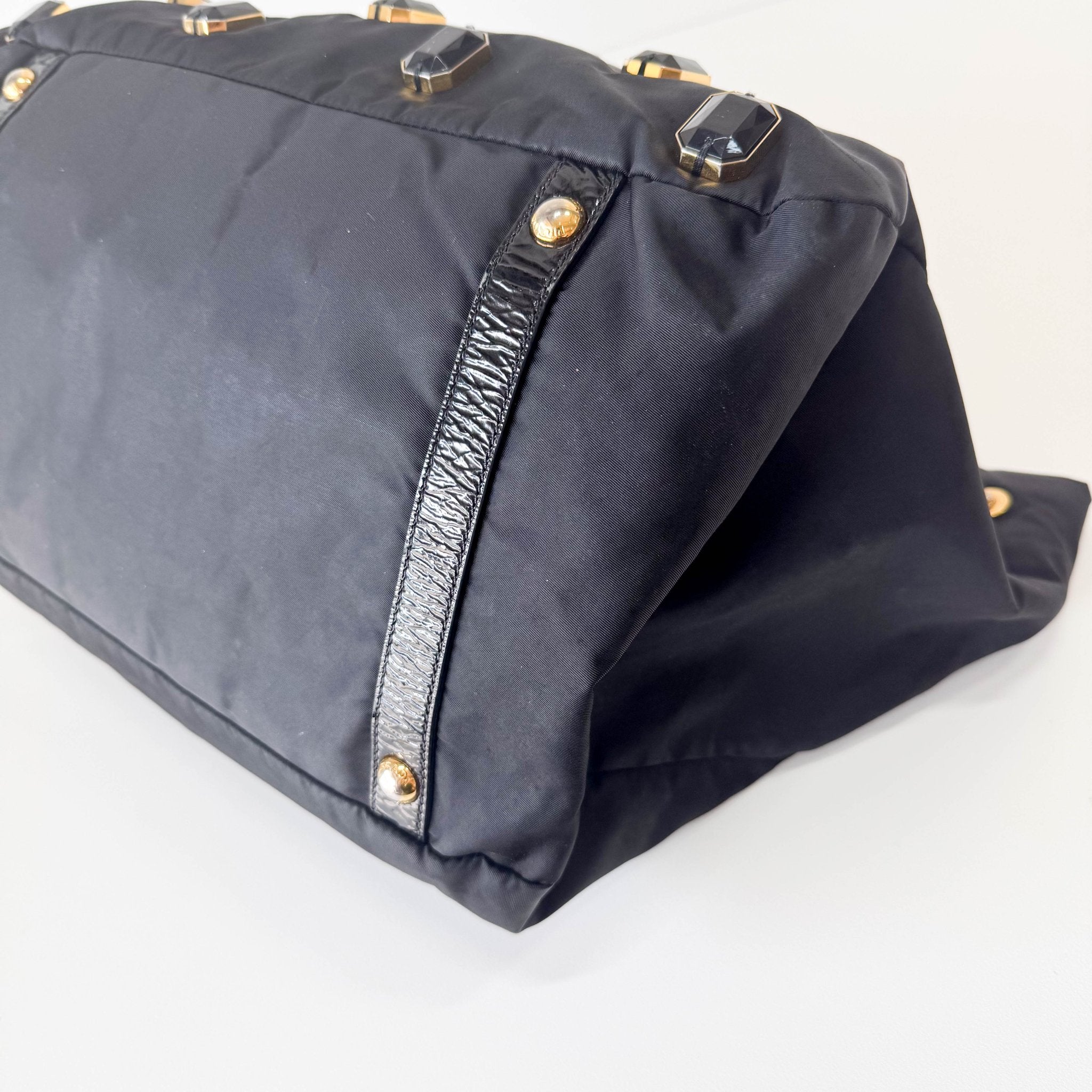 PRADA Black Tessuto Nylon Pietre Jeweled Tote Bag, in , Sold by HIVE PRELOVED - Totes, ,