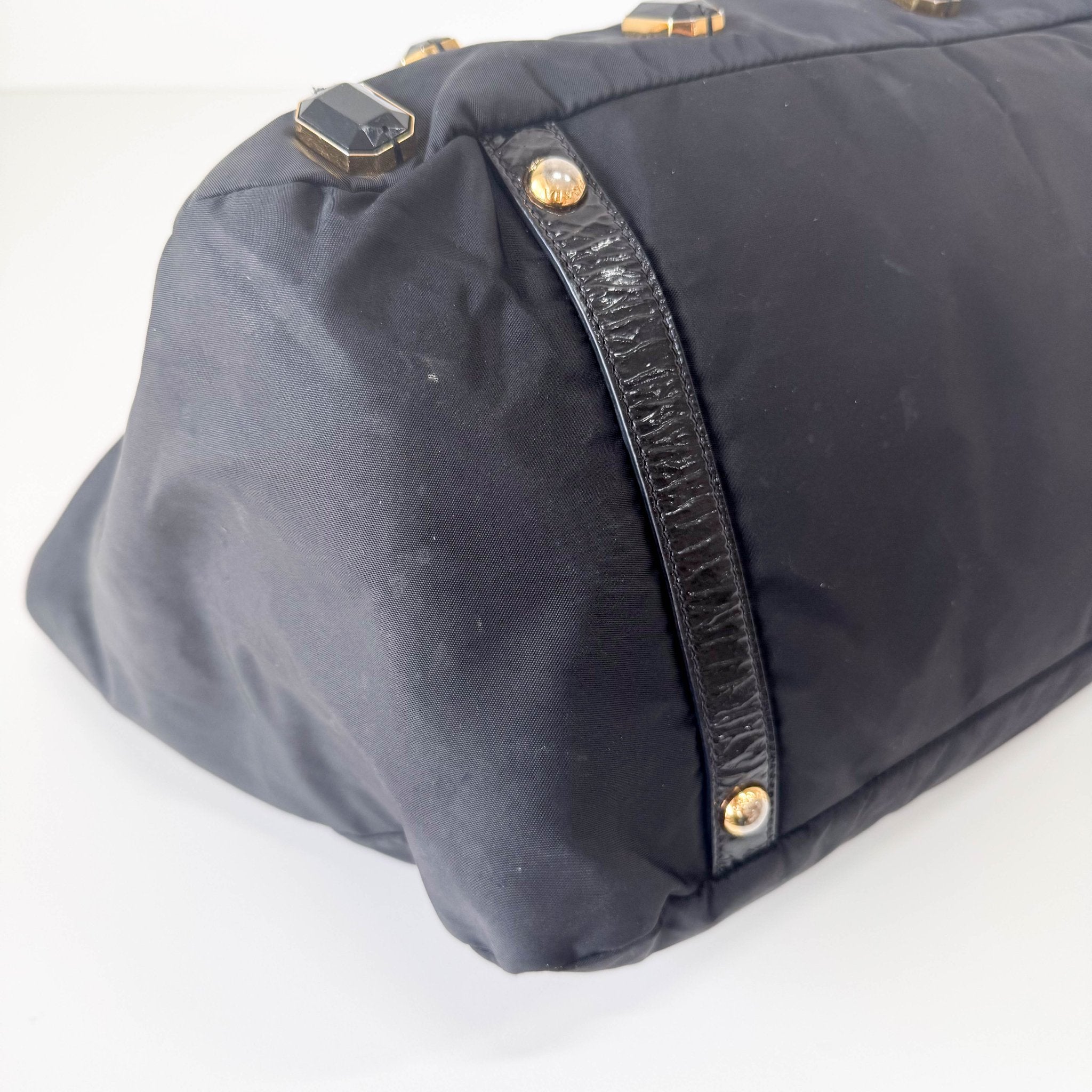 PRADA Black Tessuto Nylon Pietre Jeweled Tote Bag, in , Sold by HIVE PRELOVED - Totes, ,