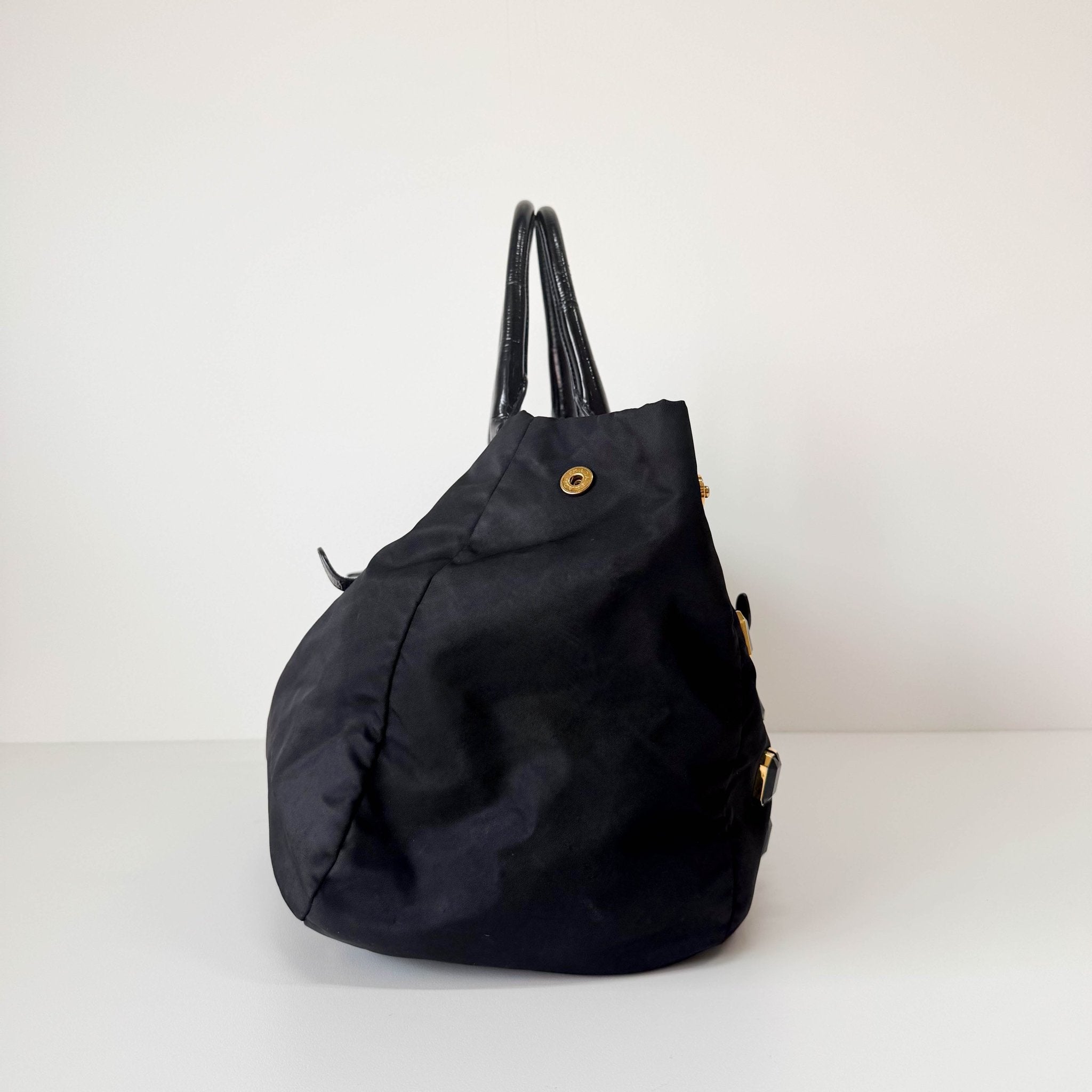 PRADA Black Tessuto Nylon Pietre Jeweled Tote Bag, in , Sold by HIVE PRELOVED - Totes, ,