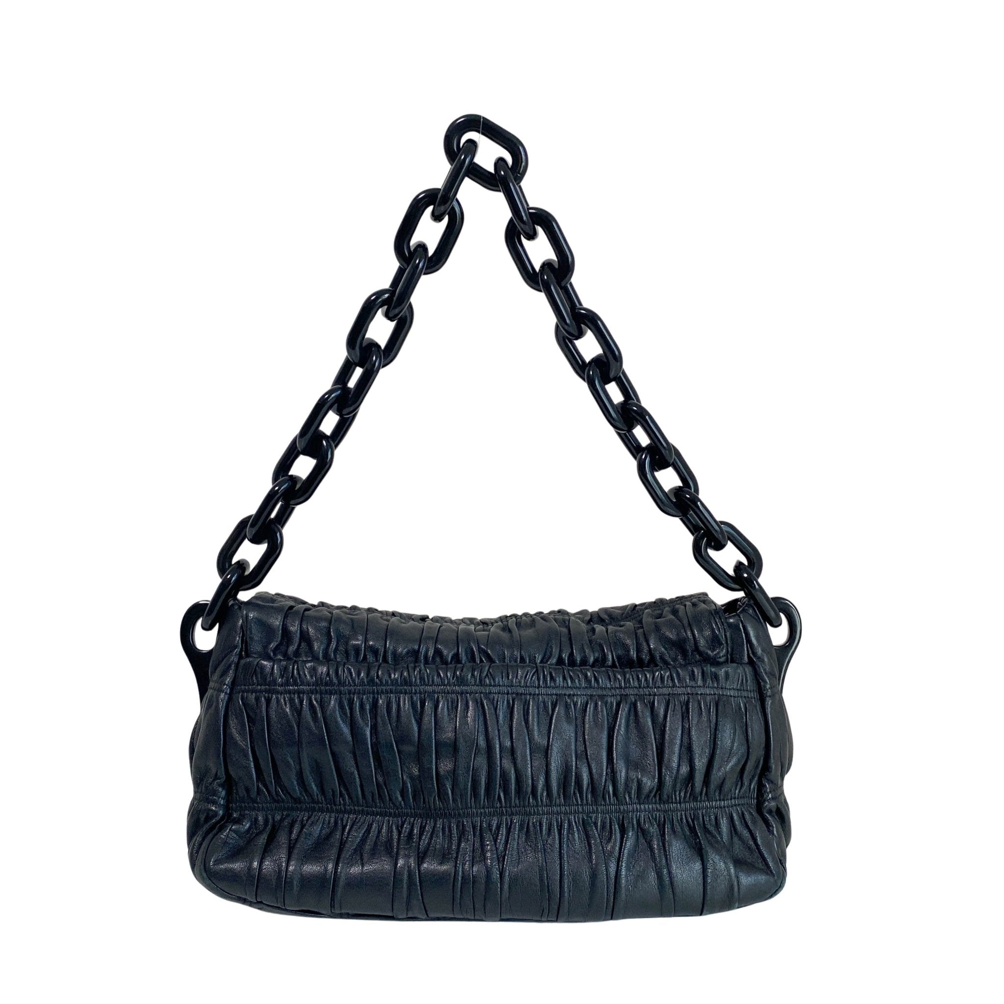 PRADA Black Vernice Gaufre Chain Shoulder Bag, in , Sold by HIVE PRELOVED - Shoulder Bags, ,