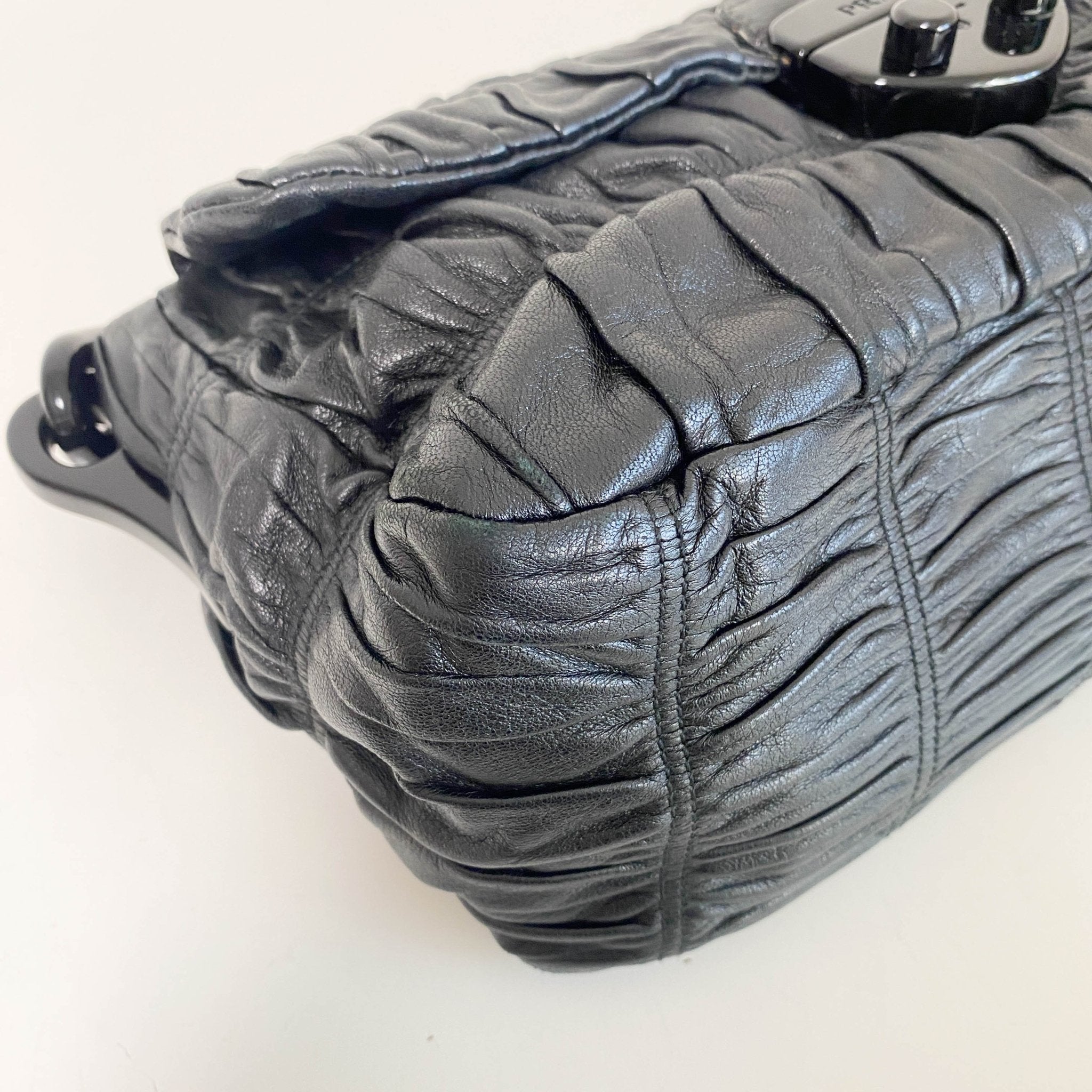 PRADA Black Vernice Gaufre Chain Shoulder Bag, in , Sold by HIVE PRELOVED - Shoulder Bags, ,