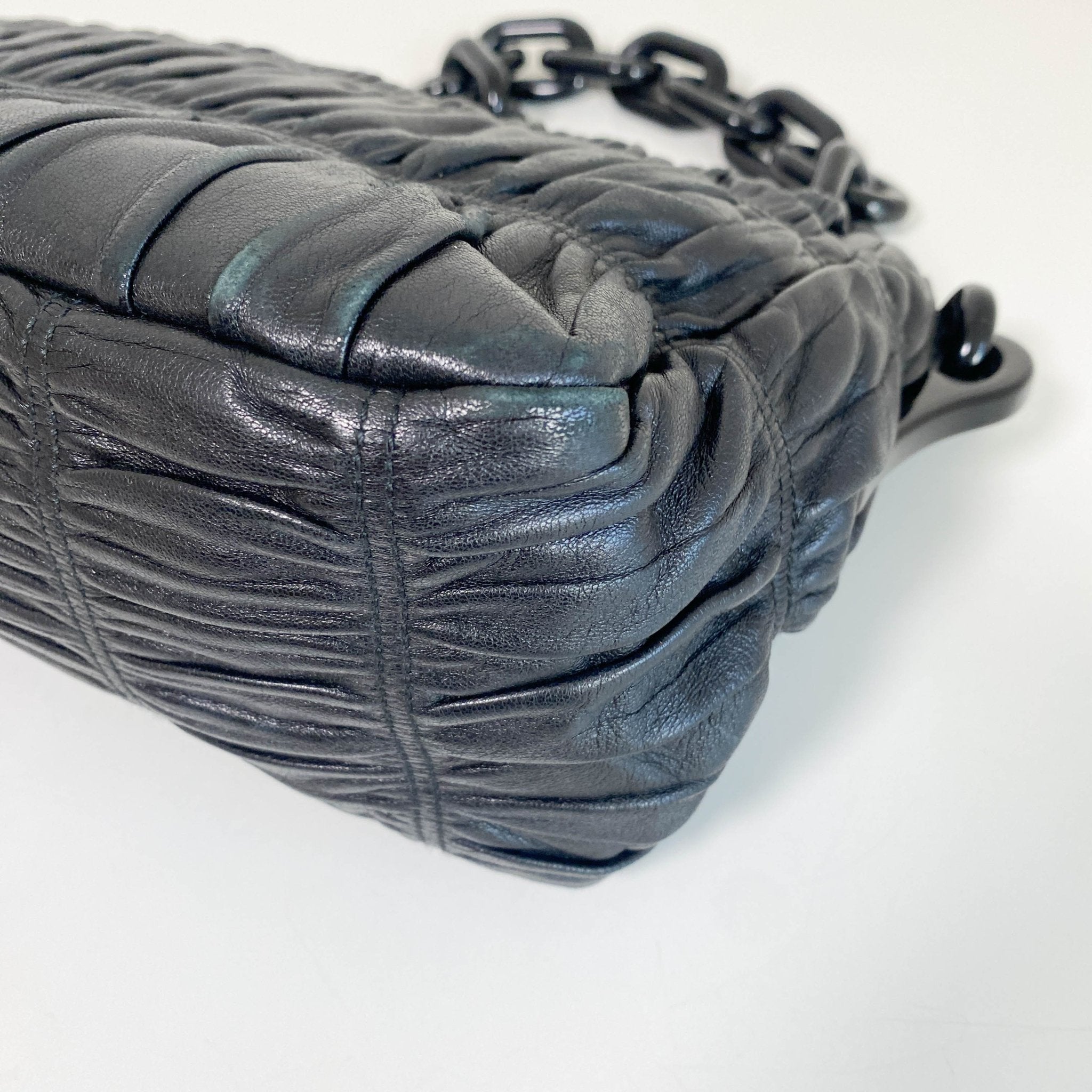 PRADA Black Vernice Gaufre Chain Shoulder Bag, in , Sold by HIVE PRELOVED - Shoulder Bags, ,