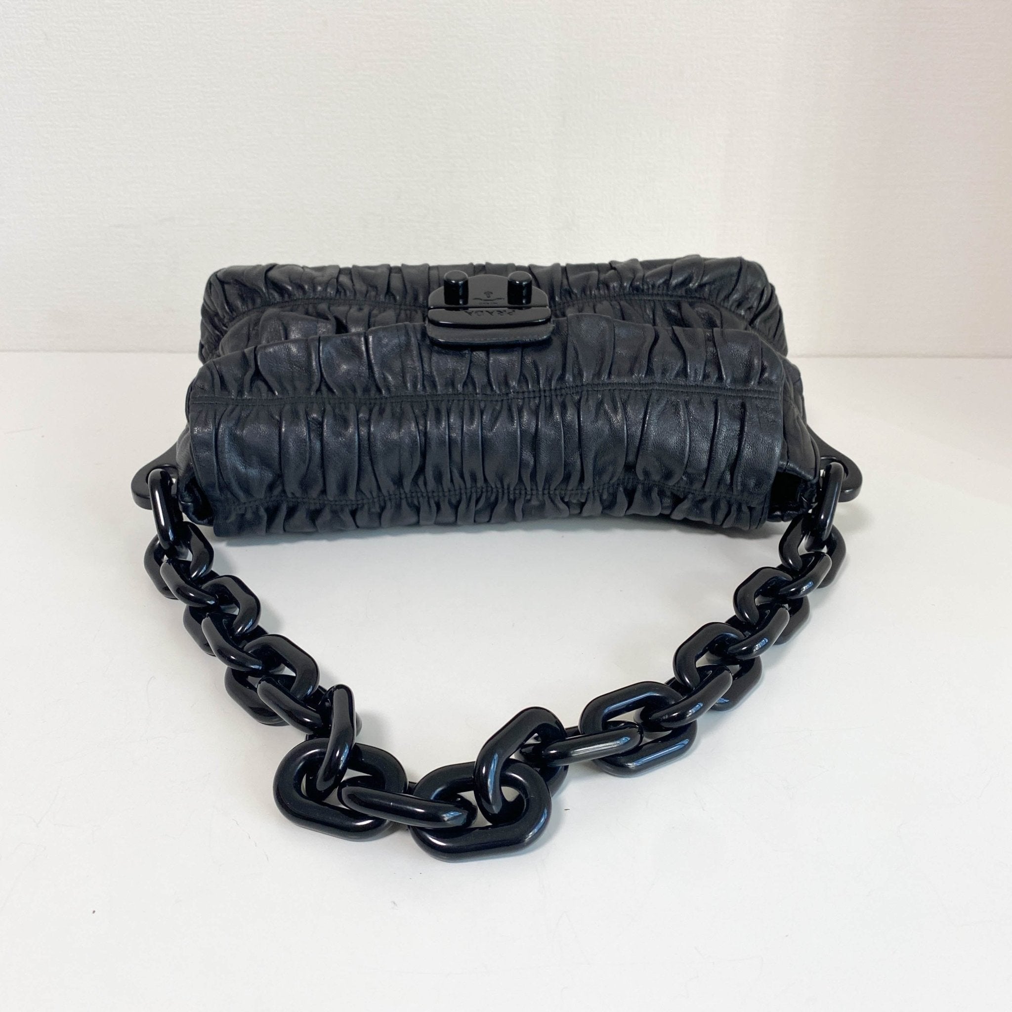 PRADA Black Vernice Gaufre Chain Shoulder Bag, in , Sold by HIVE PRELOVED - Shoulder Bags, ,
