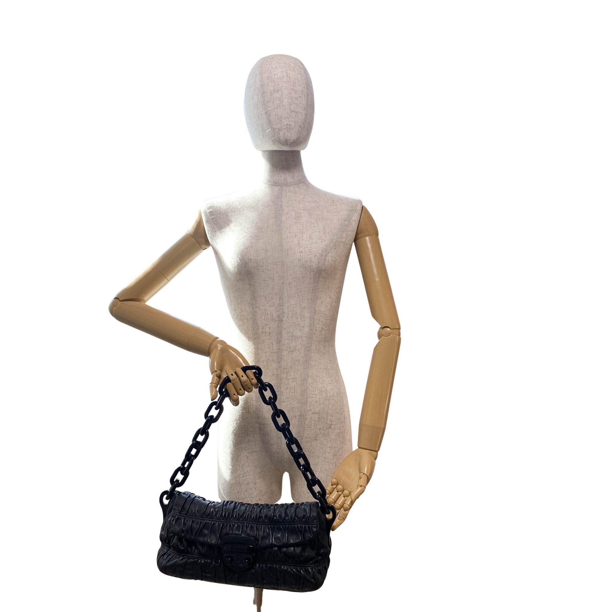 PRADA Black Vernice Gaufre Chain Shoulder Bag, in , Sold by HIVE PRELOVED - Shoulder Bags, ,