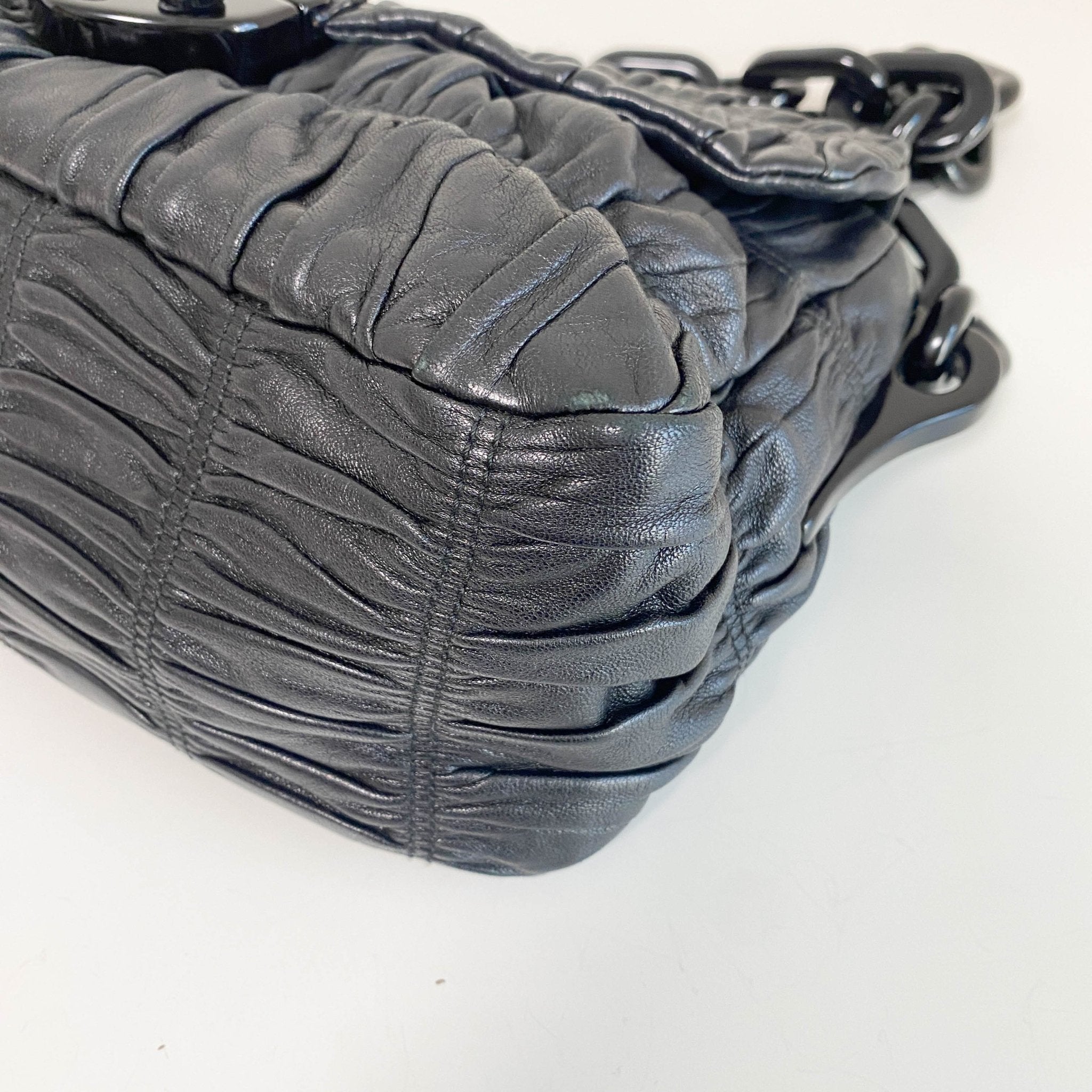 PRADA Black Vernice Gaufre Chain Shoulder Bag, in , Sold by HIVE PRELOVED - Shoulder Bags, ,