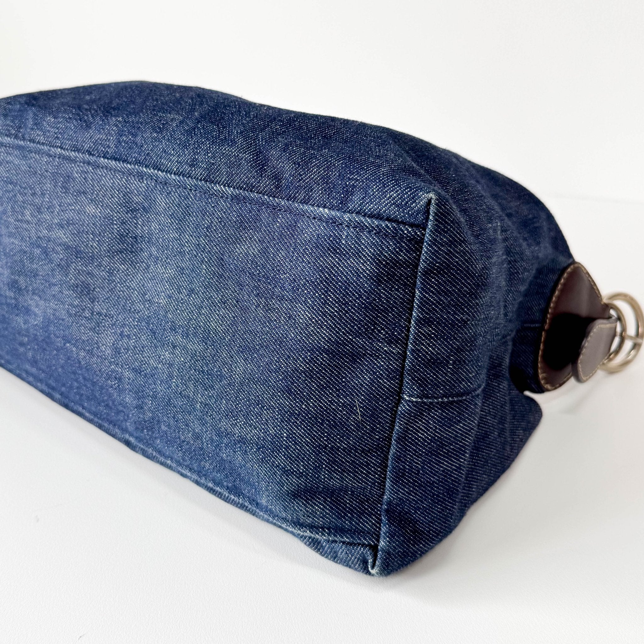 PRADA Blue Denim & Brown Leather Handle Bag, in , Sold by HIVE PRELOVED - Handle Bags, ,