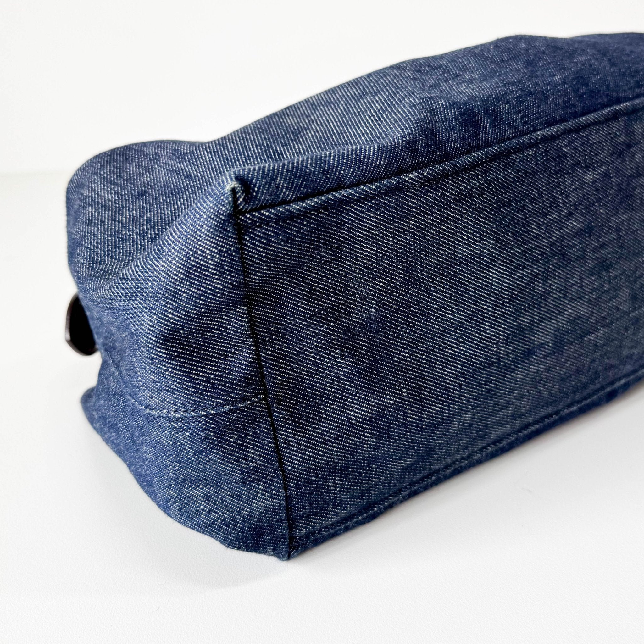 PRADA Blue Denim & Brown Leather Handle Bag, in , Sold by HIVE PRELOVED - Handle Bags, ,