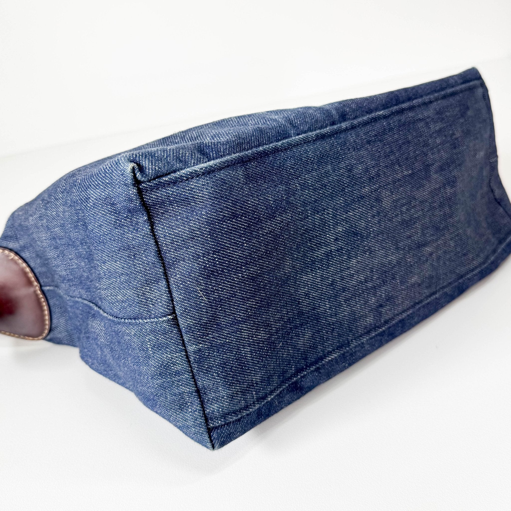 PRADA Blue Denim & Brown Leather Handle Bag, in , Sold by HIVE PRELOVED - Handle Bags, ,