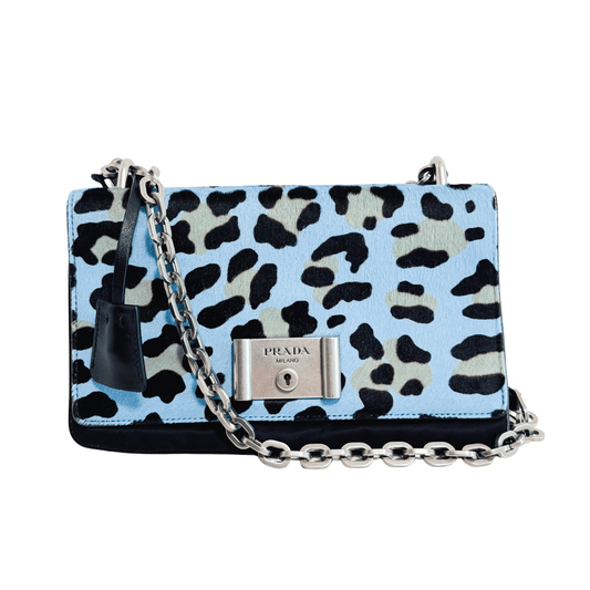 PRADA Blue Leopard Pony Hair Chain Shoulder Bag, in , Sold by HIVE PRELOVED - Shoulder Bags, ,