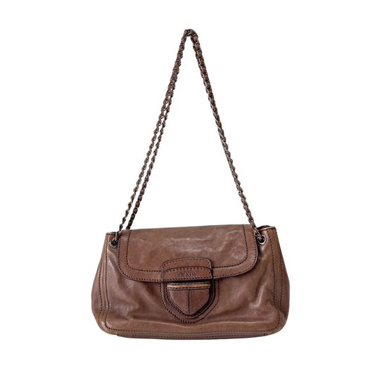 PRADA Brown Leather Chain Shoulder Bag, in , Sold by HIVE PRELOVED - Shoulder Bags, ,