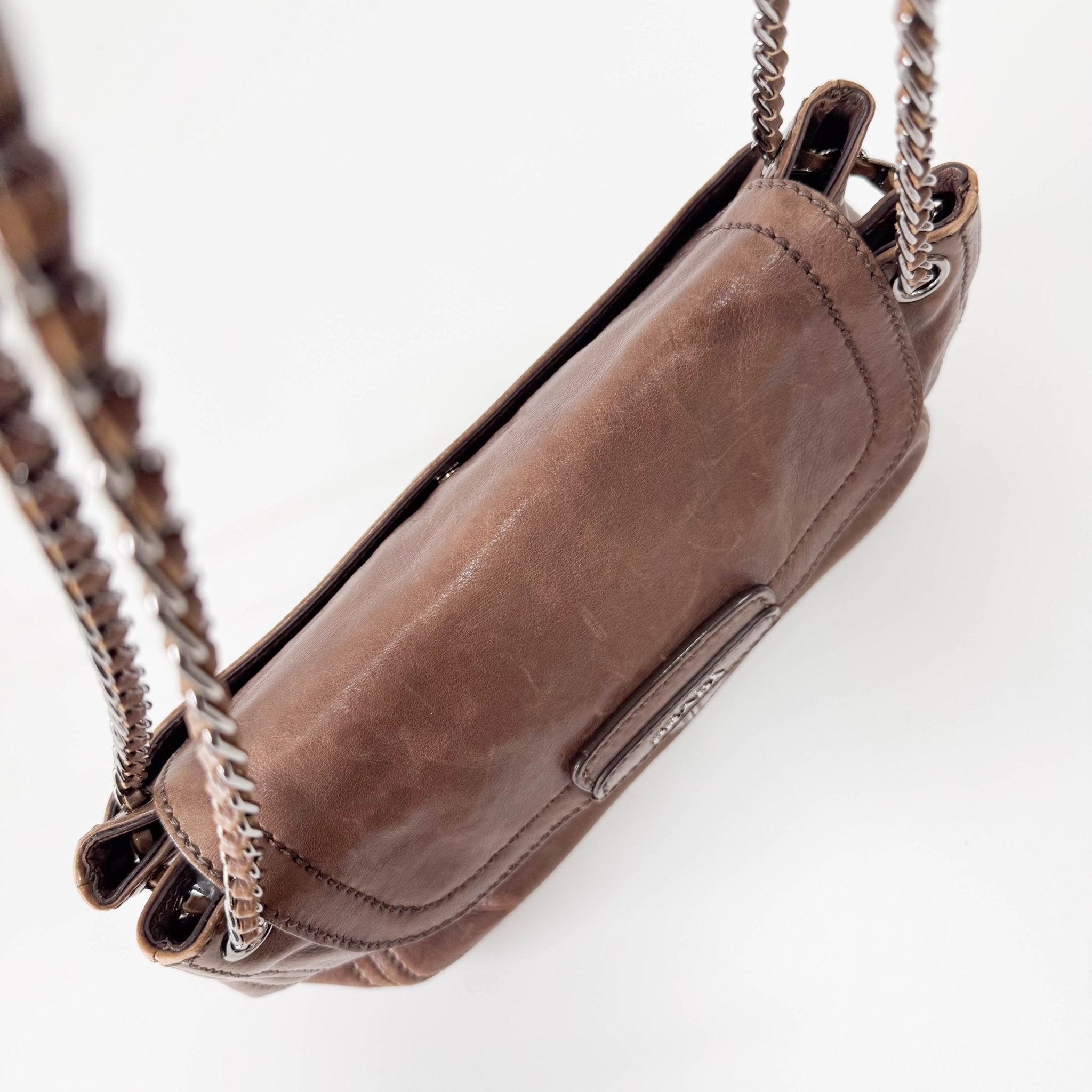 PRADA Brown Leather Chain Shoulder Bag, in , Sold by HIVE PRELOVED - Shoulder Bags, ,