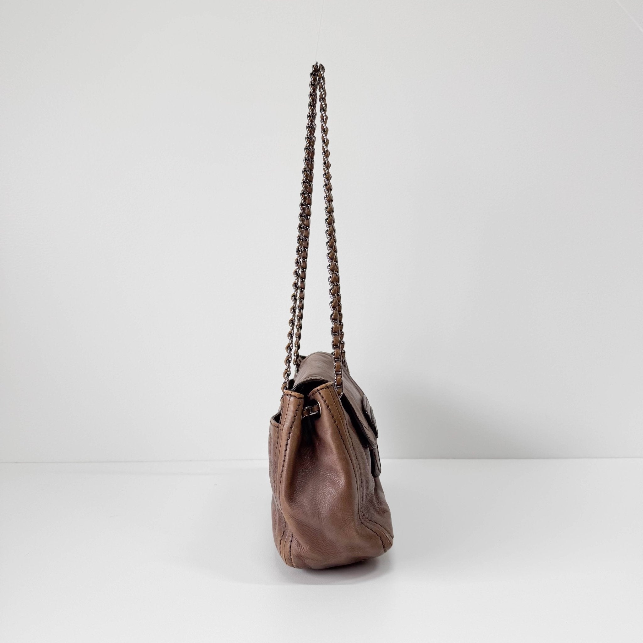 PRADA Brown Leather Chain Shoulder Bag, in , Sold by HIVE PRELOVED - Shoulder Bags, ,