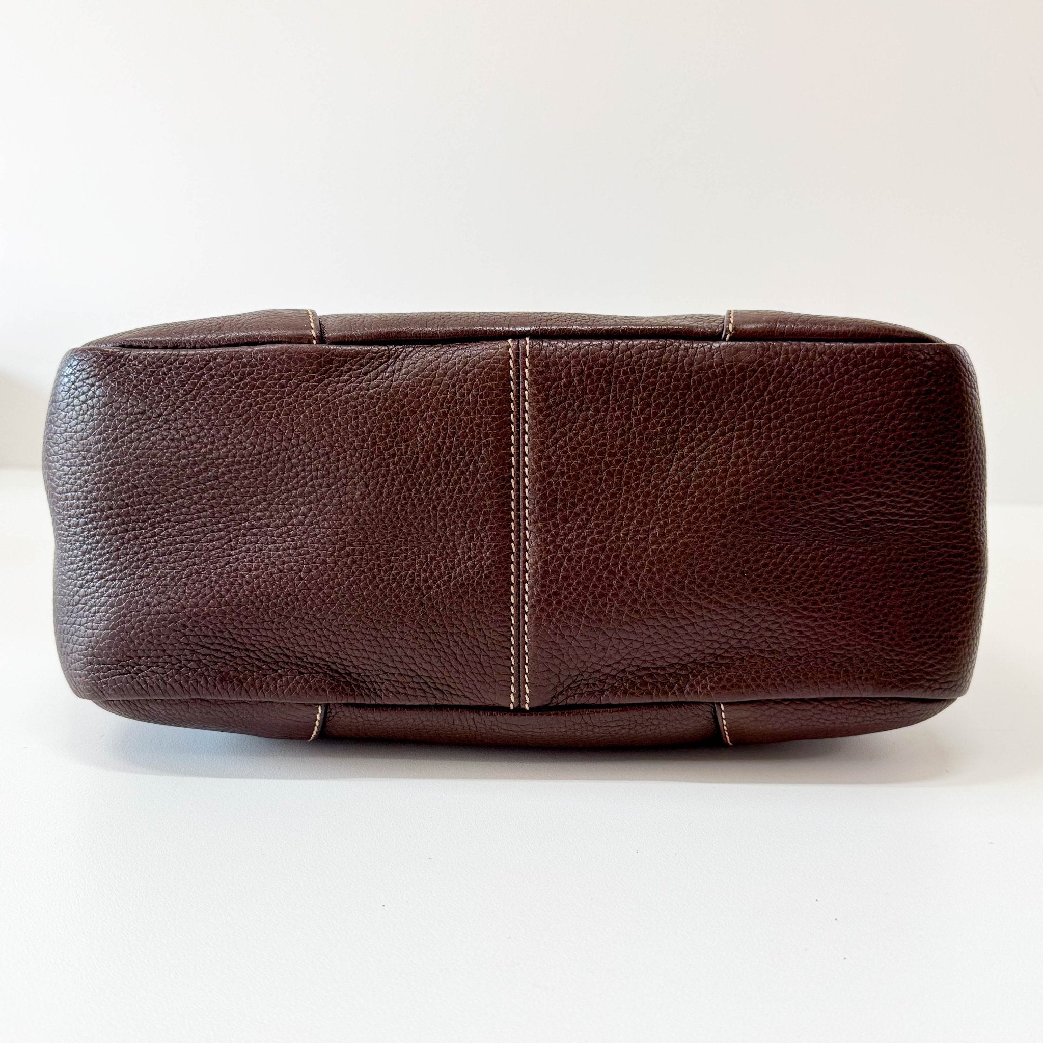 PRADA Brown Leather Natural Cotton Cord Stripe Shoulder Bag, in , Sold by HIVE PRELOVED - Shoulder Bags, ,