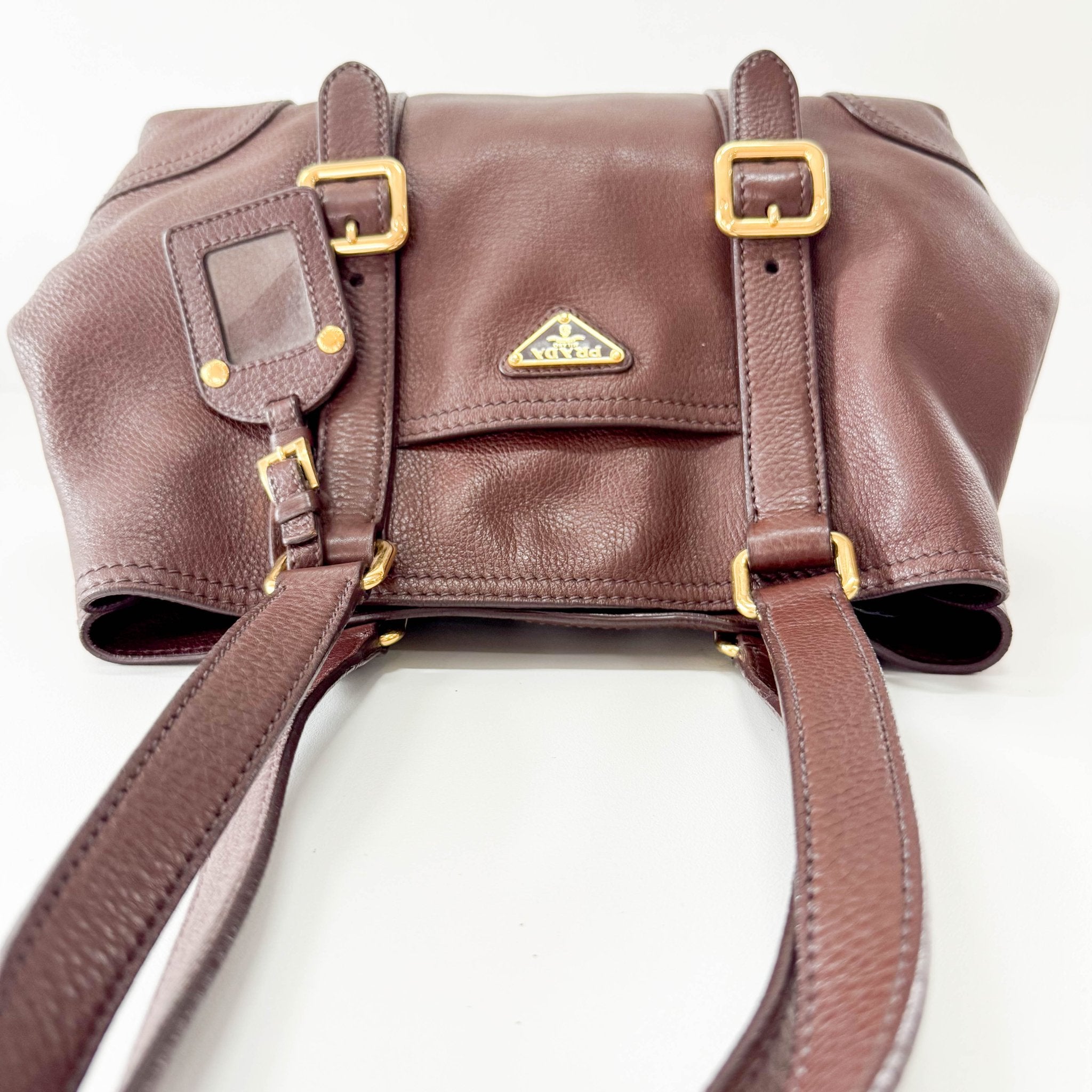 PRADA Brown Leather Shoulder Bag, in , Sold by HIVE PRELOVED - Shoulder Bags, ,