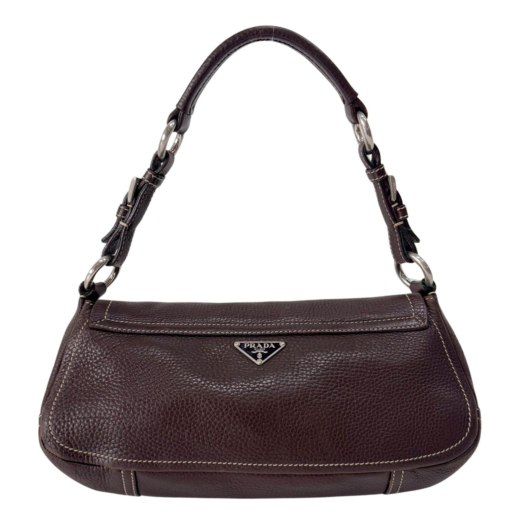 PRADA Brown Leather Shoulder Bag, in , Sold by HIVE PRELOVED - Shoulder Bags, ,