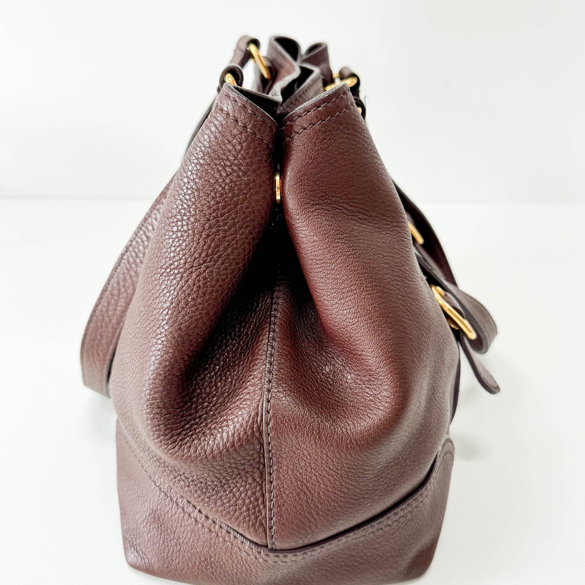 PRADA Brown Leather Shoulder Bag, in , Sold by HIVE PRELOVED - Shoulder Bags, ,
