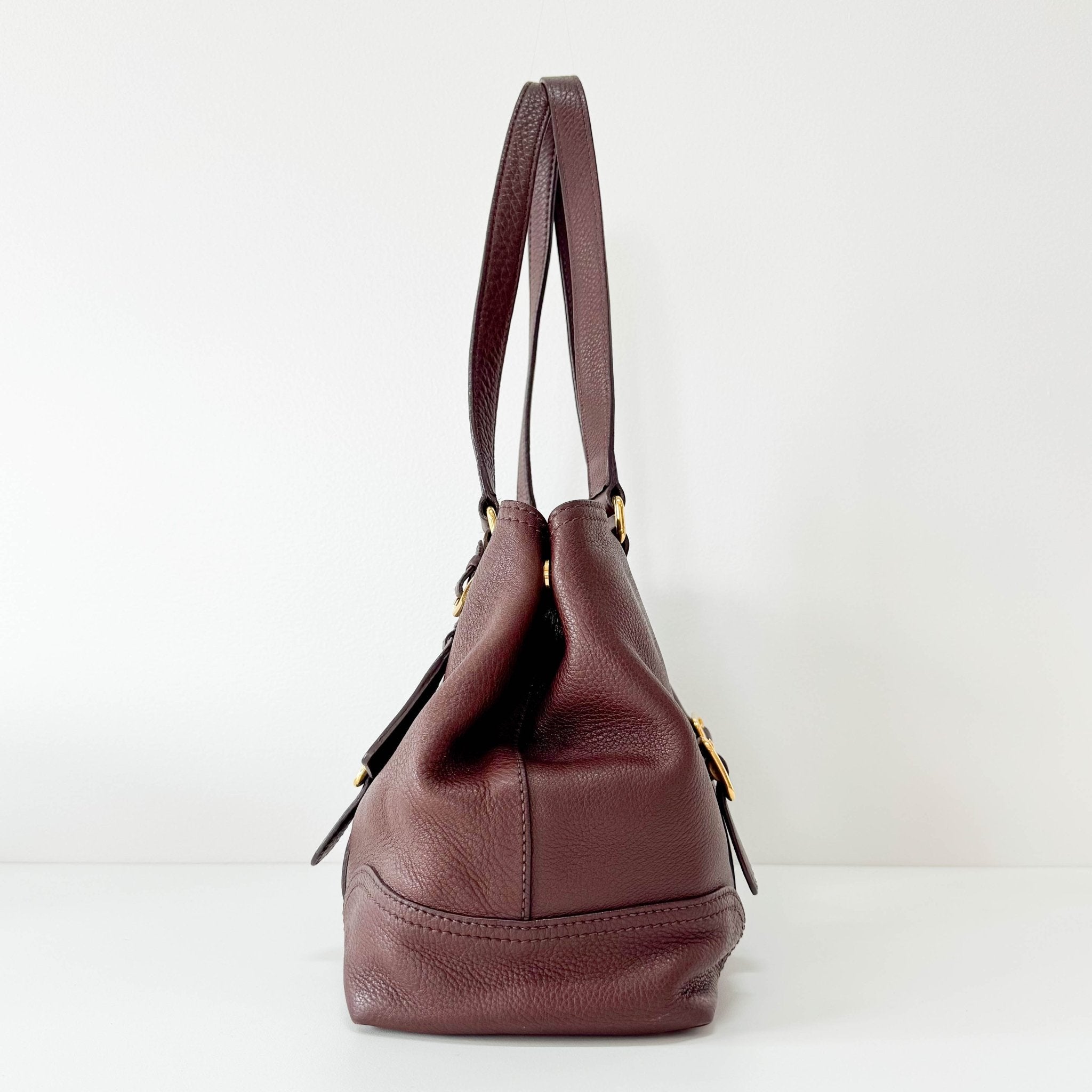 PRADA Brown Leather Shoulder Bag, in , Sold by HIVE PRELOVED - Shoulder Bags, ,