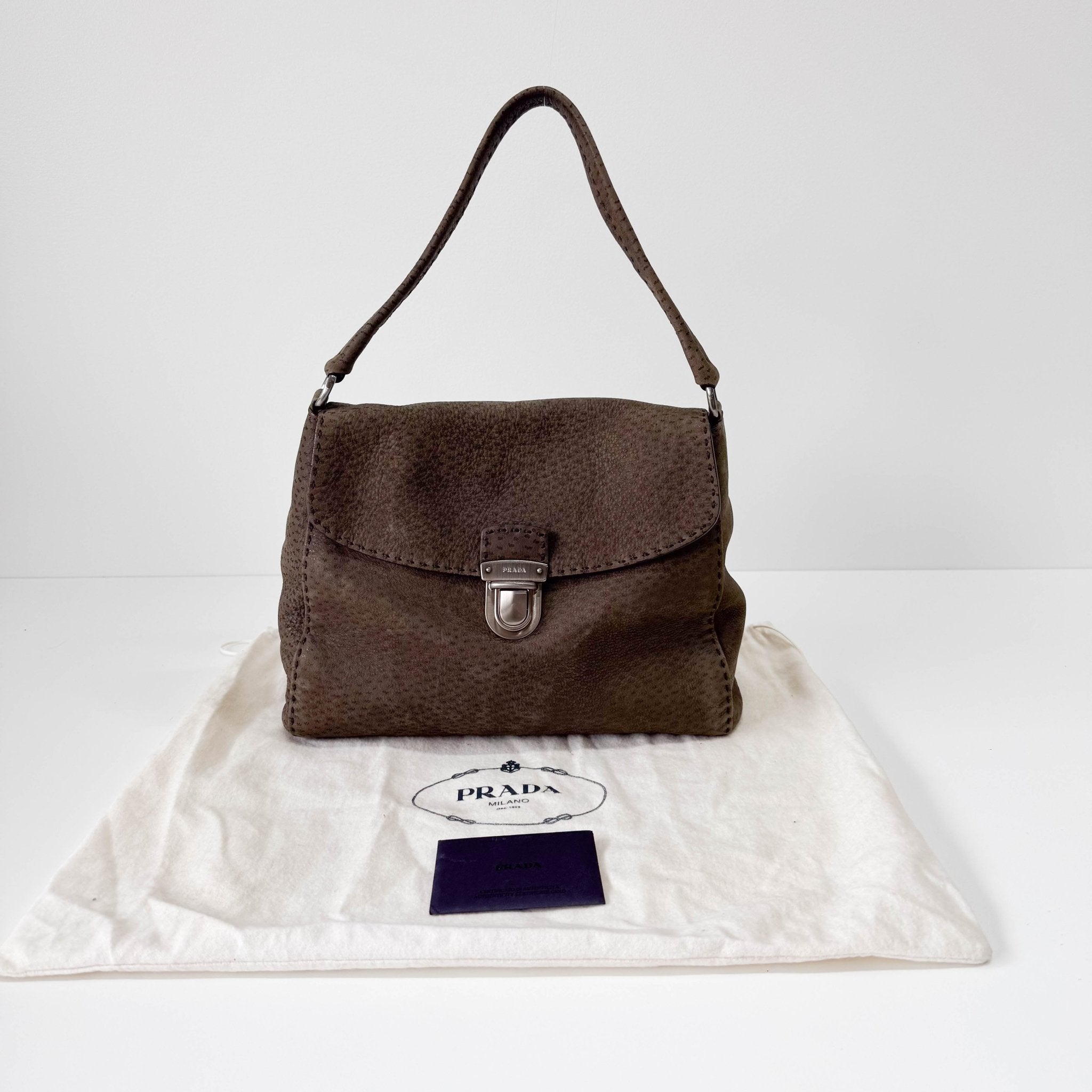 PRADA Brown Leather Shoulder Bag, in , Sold by HIVE PRELOVED - Shoulder Bags, ,