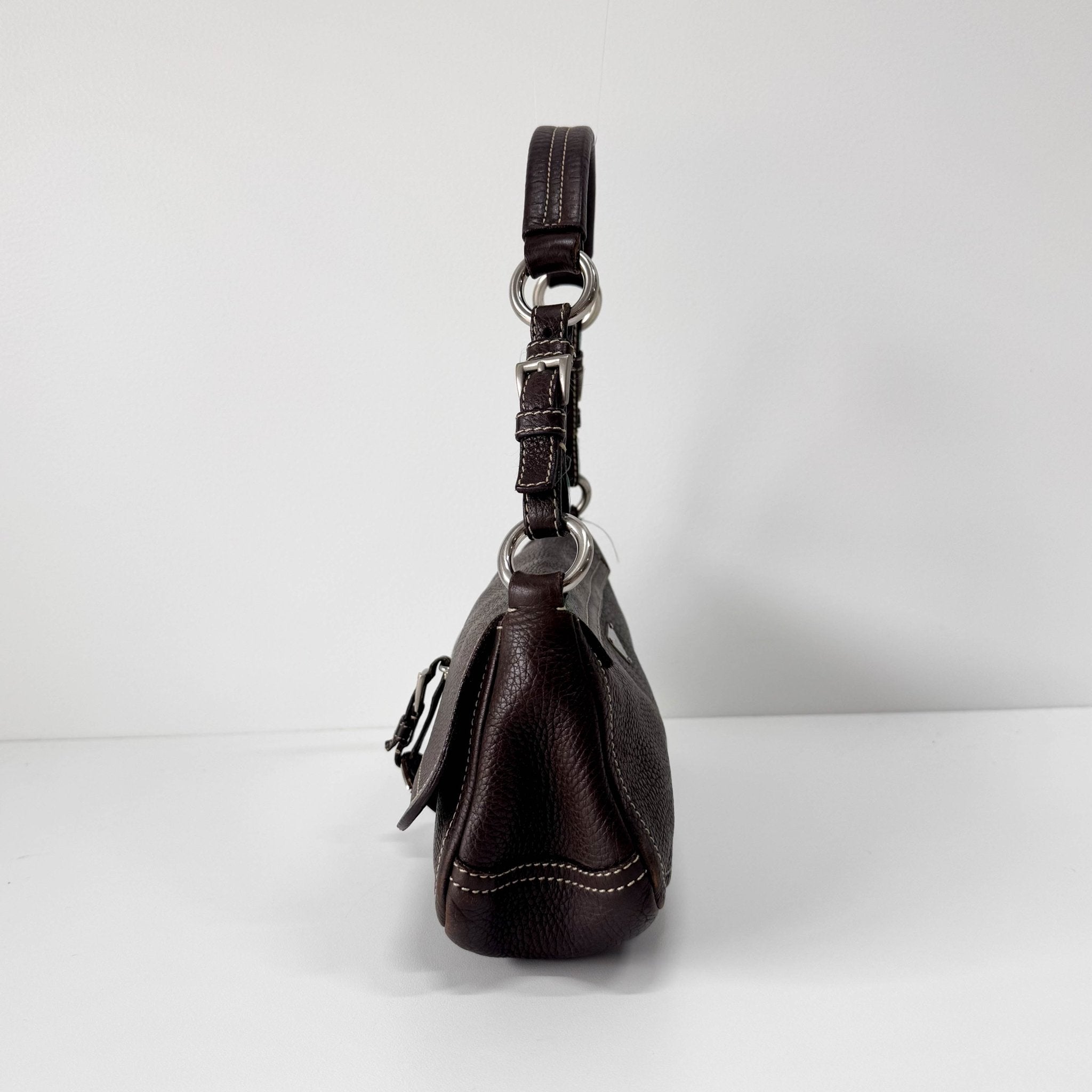 PRADA Brown Leather Shoulder Bag, in , Sold by HIVE PRELOVED - Shoulder Bags, ,