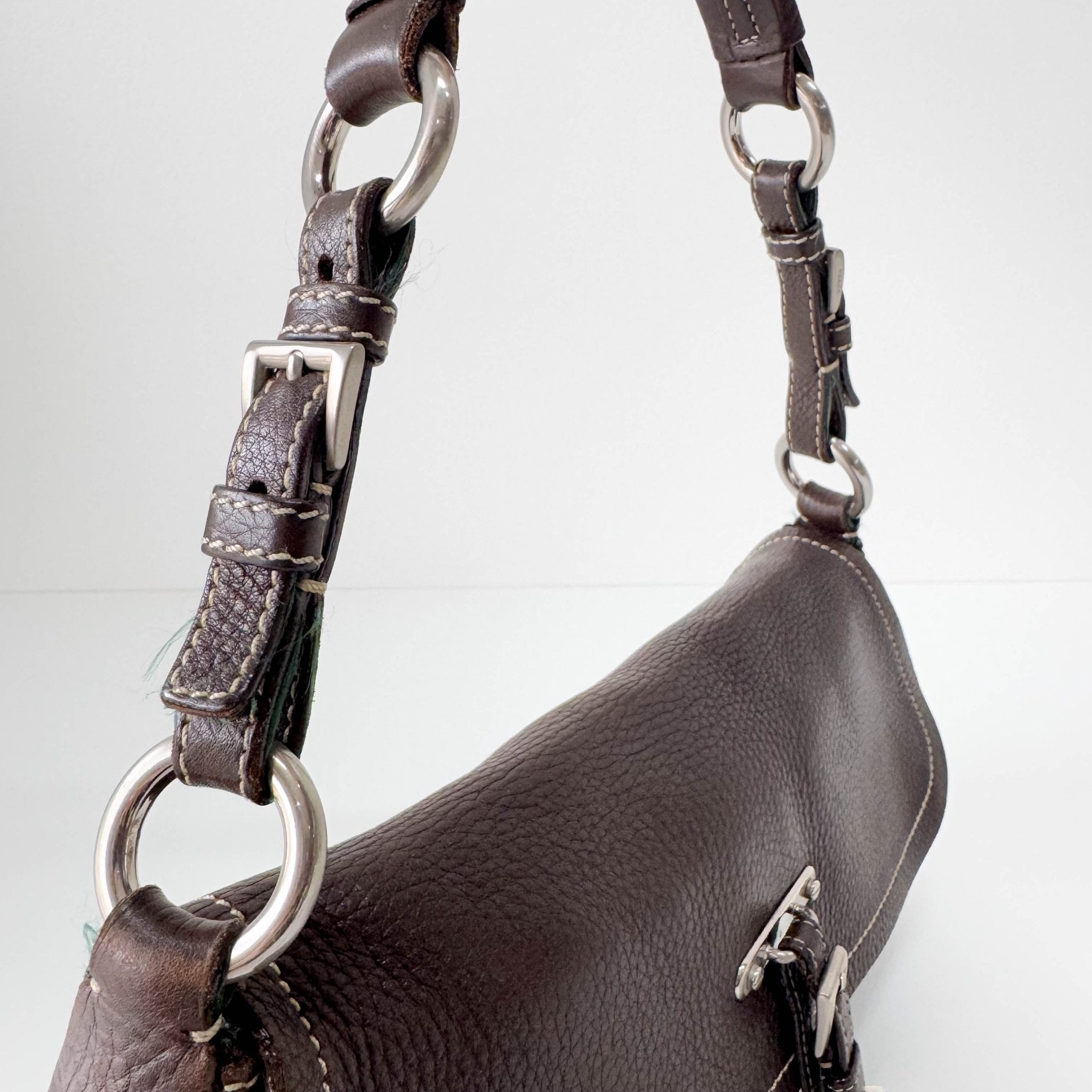 PRADA Brown Leather Shoulder Bag, in , Sold by HIVE PRELOVED - Shoulder Bags, ,