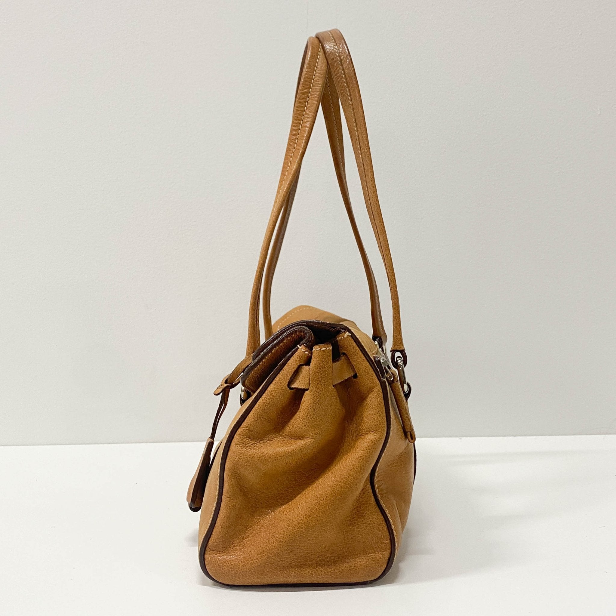 PRADA Brown Leather Shoulder Bag, in , Sold by HIVE PRELOVED - Shoulder Bags, ,