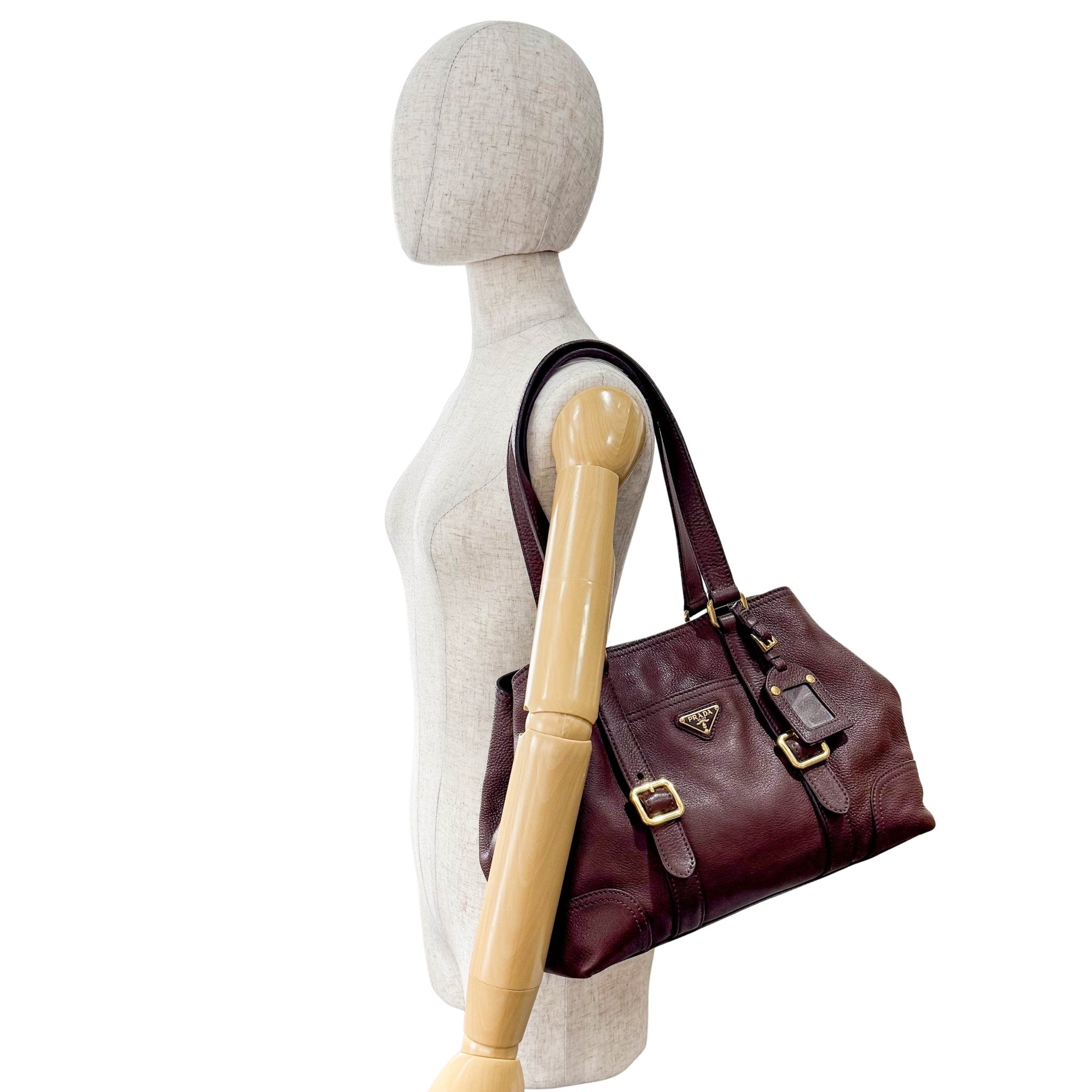 PRADA Brown Leather Shoulder Bag, in , Sold by HIVE PRELOVED - Shoulder Bags, ,