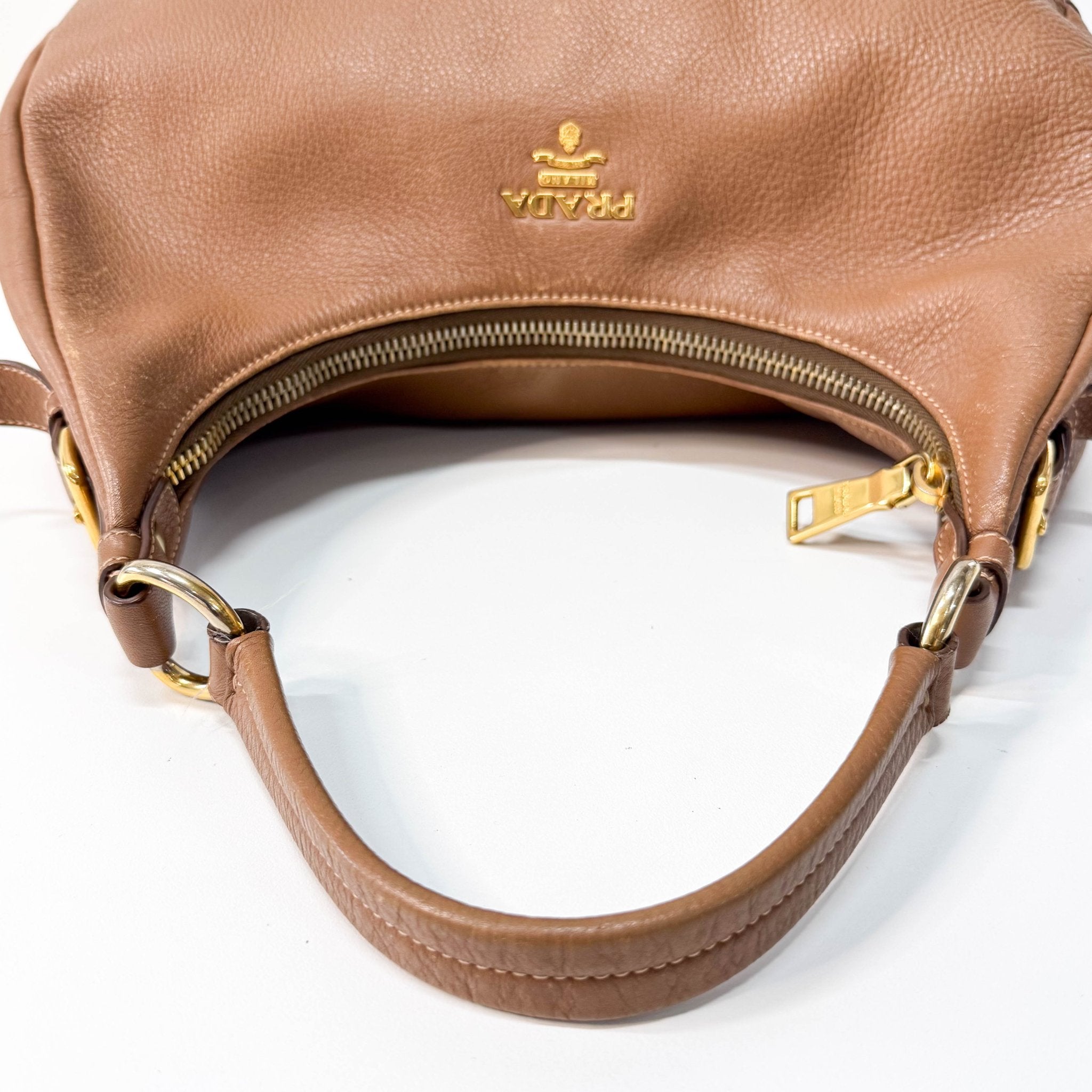 PRADA Brown Leather Shoulder Bag, in , Sold by HIVE PRELOVED - Shoulder Bags, ,