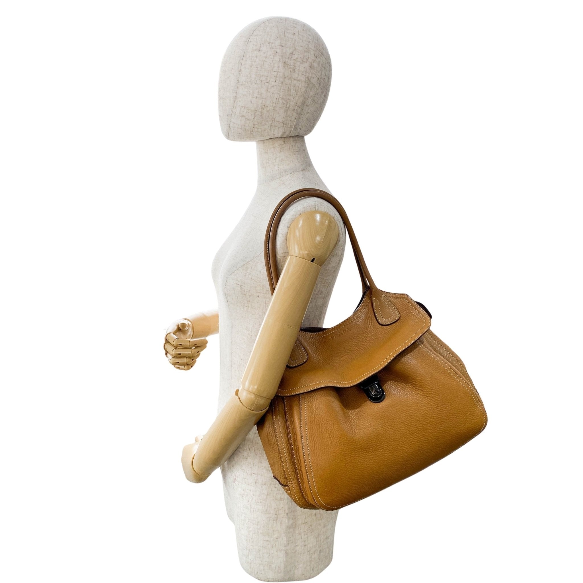 PRADA Brown Leather Shoulder Bag, in , Sold by HIVE PRELOVED - Shoulder Bags, ,