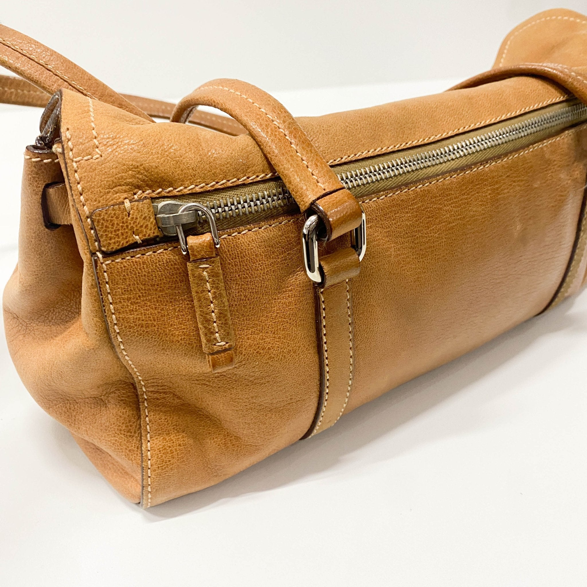 PRADA Brown Leather Shoulder Bag, in , Sold by HIVE PRELOVED - Shoulder Bags, ,