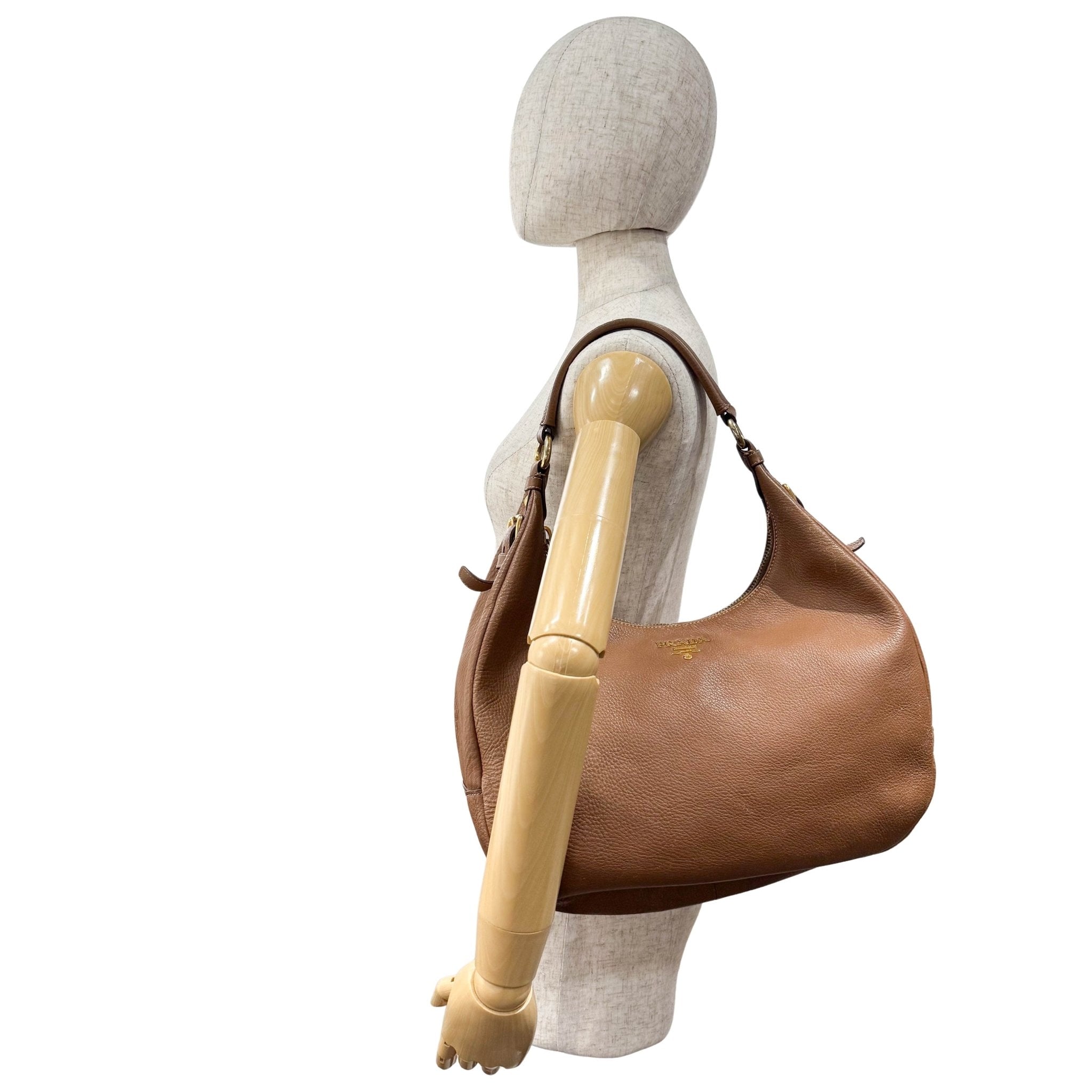 PRADA Brown Leather Shoulder Bag, in , Sold by HIVE PRELOVED - Shoulder Bags, ,