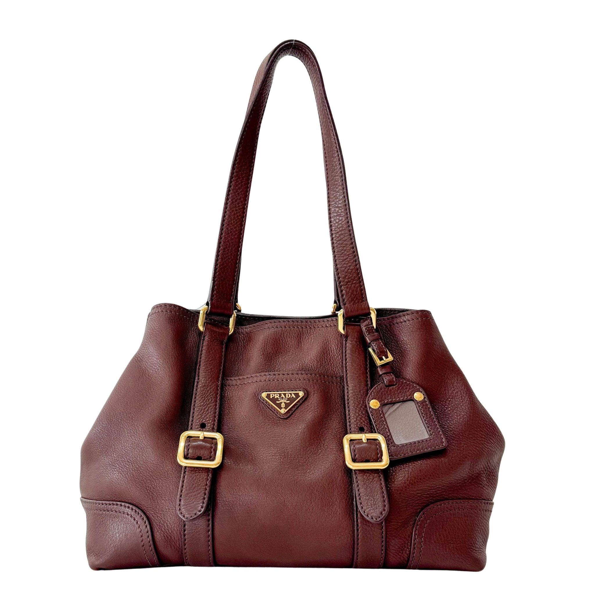 PRADA Brown Leather Shoulder Bag, in , Sold by HIVE PRELOVED - Shoulder Bags, ,
