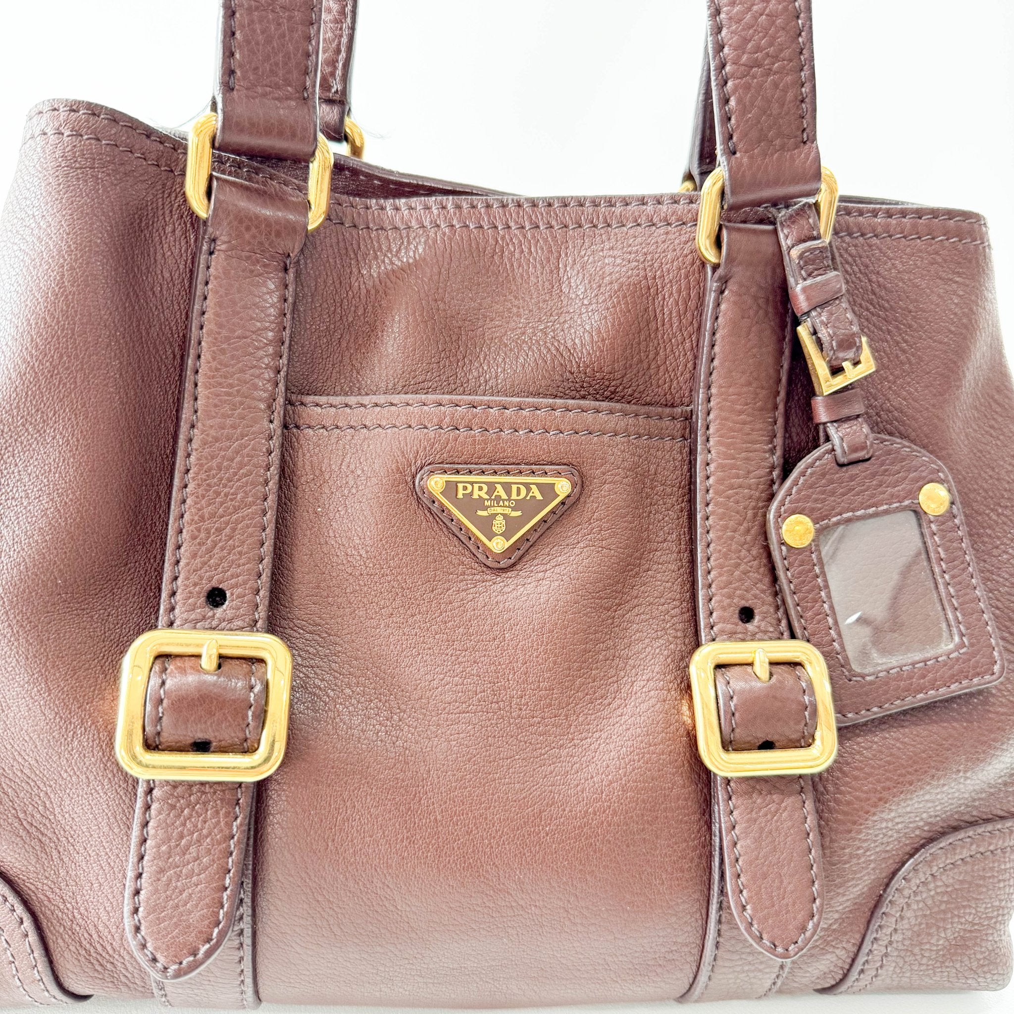 PRADA Brown Leather Shoulder Bag, in , Sold by HIVE PRELOVED - Shoulder Bags, ,