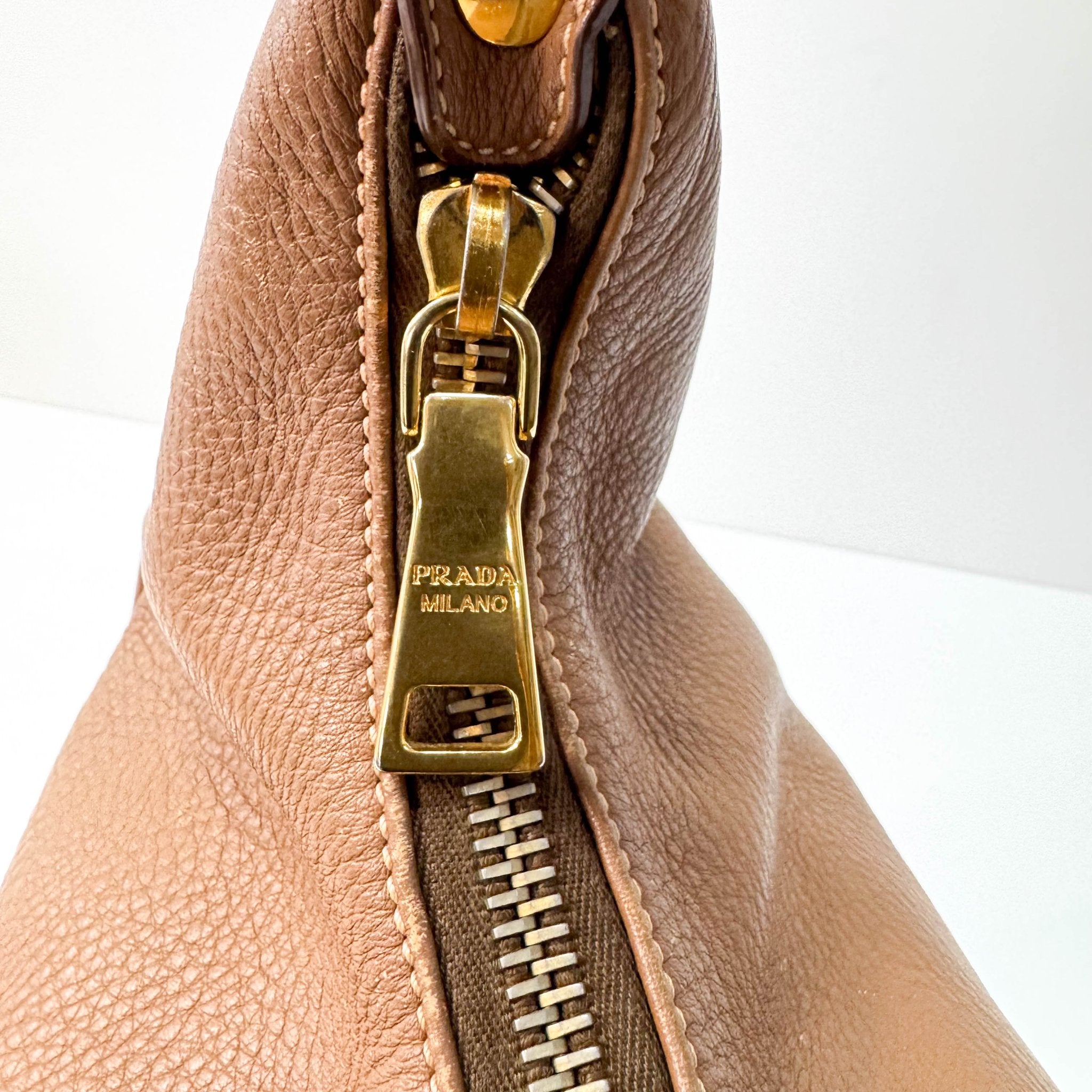 PRADA Brown Leather Shoulder Bag, in , Sold by HIVE PRELOVED - Shoulder Bags, ,