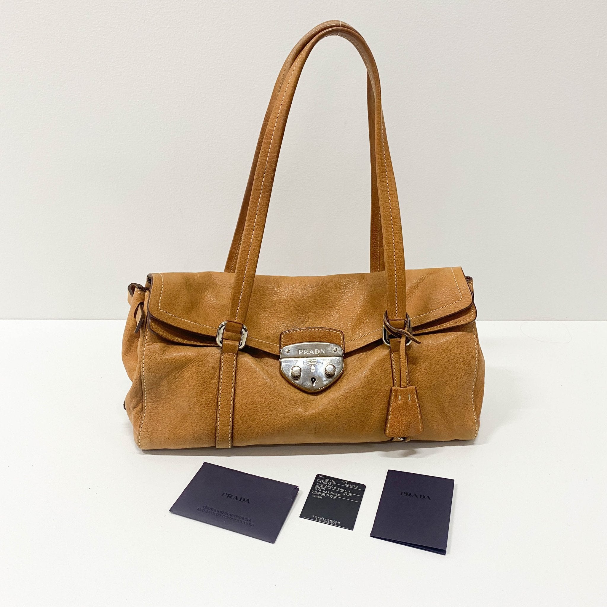 PRADA Brown Leather Shoulder Bag, in , Sold by HIVE PRELOVED - Shoulder Bags, ,