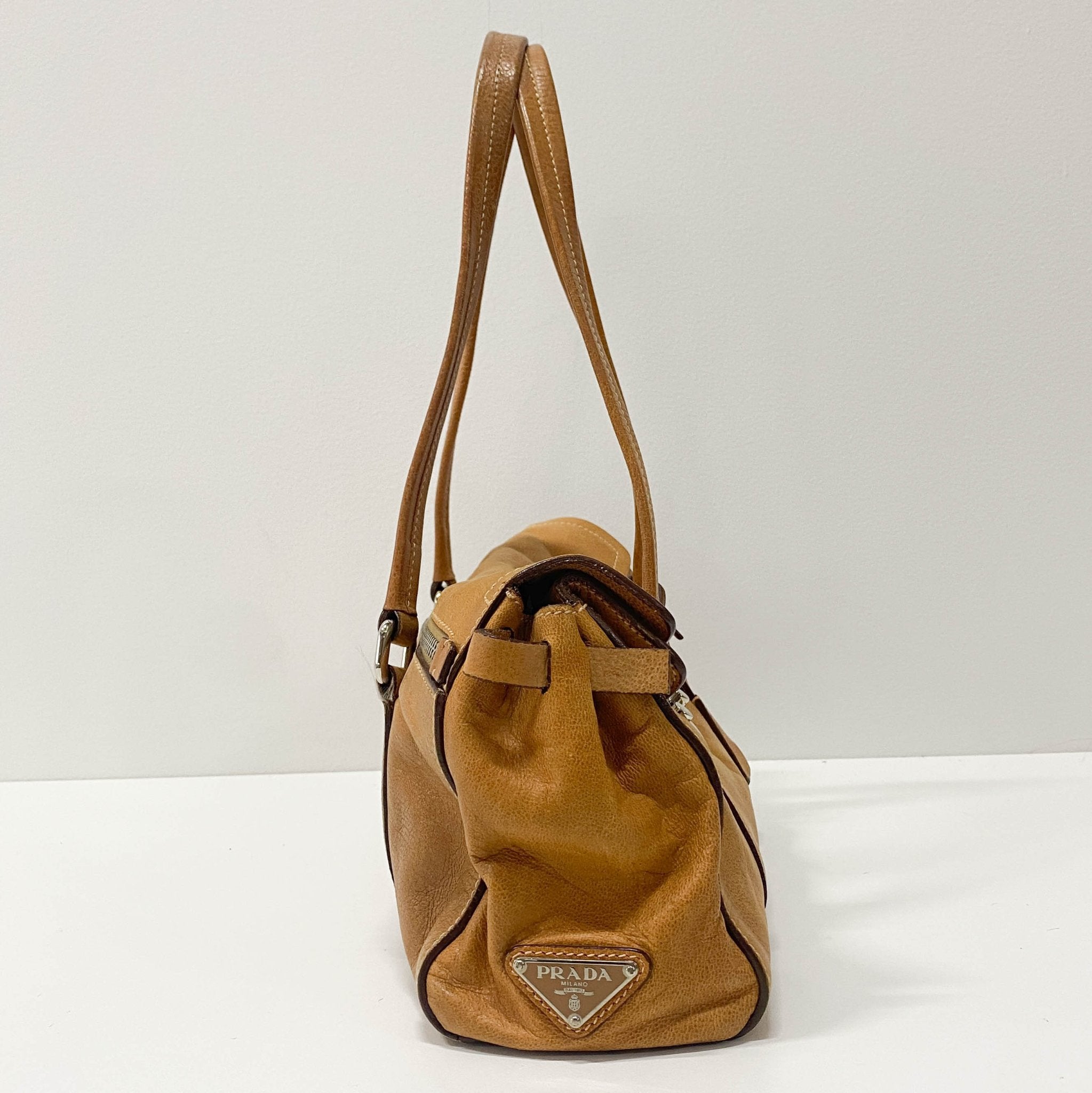 PRADA Brown Leather Shoulder Bag, in , Sold by HIVE PRELOVED - Shoulder Bags, ,