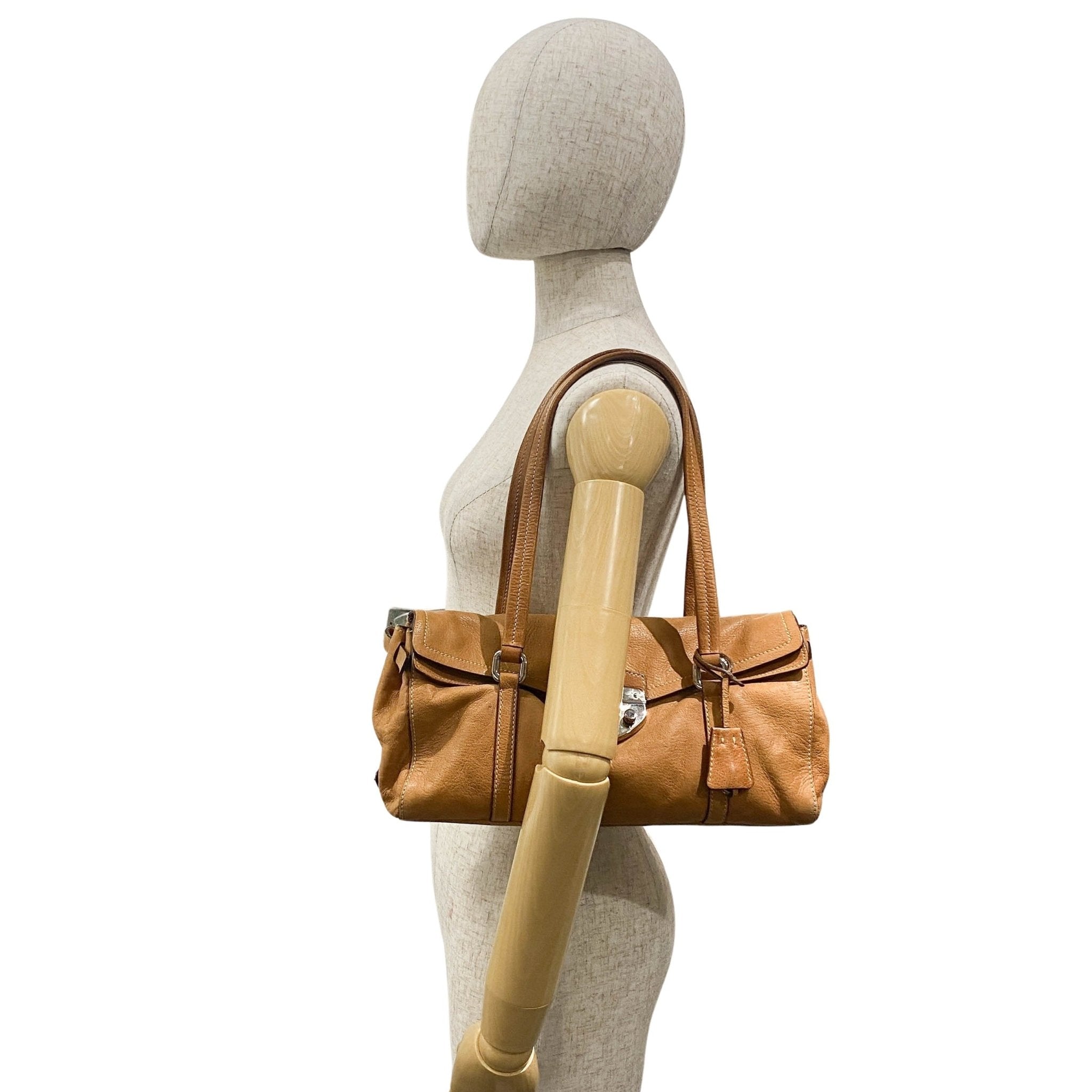 PRADA Brown Leather Shoulder Bag, in , Sold by HIVE PRELOVED - Shoulder Bags, ,