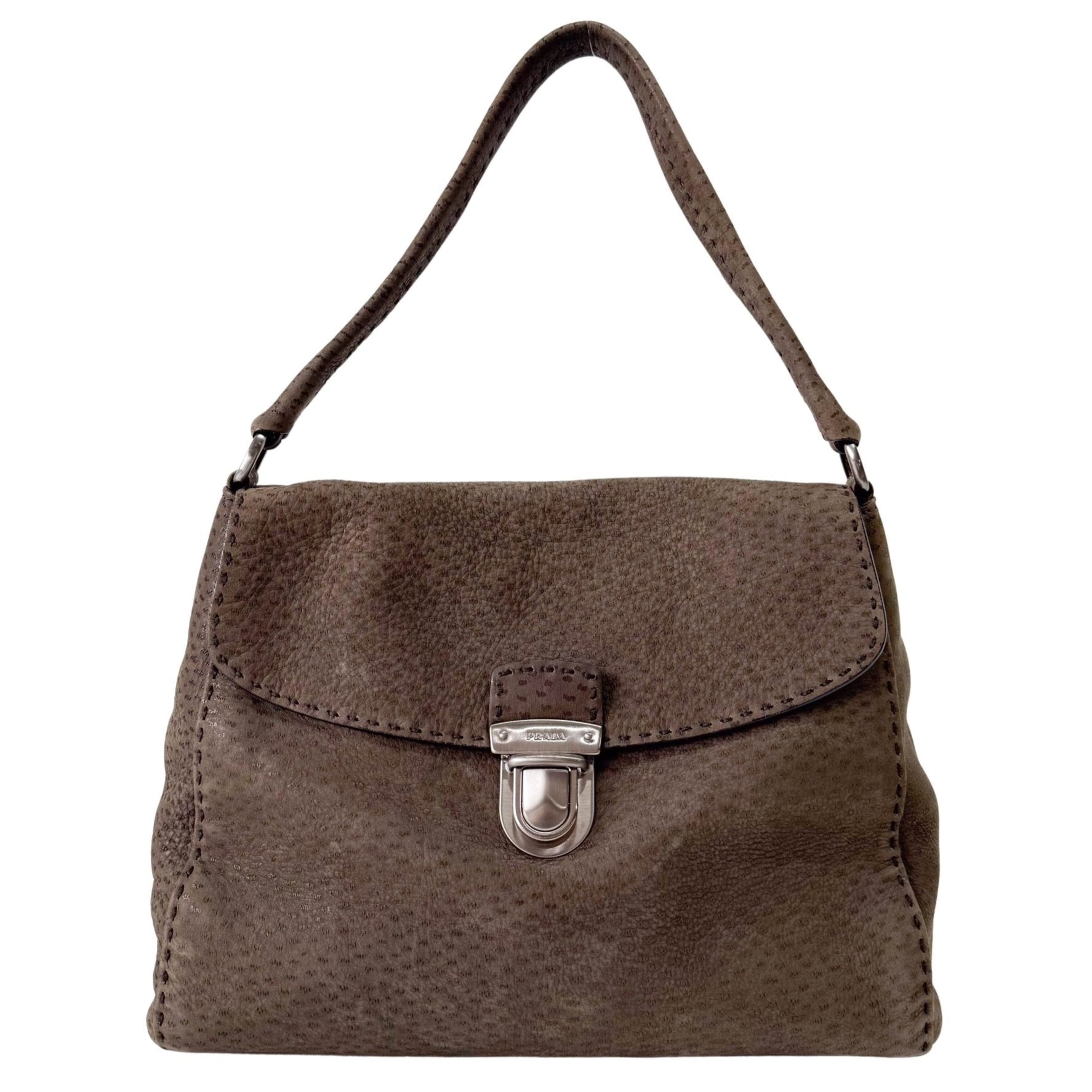PRADA Brown Leather Shoulder Bag, in , Sold by HIVE PRELOVED - Shoulder Bags, ,