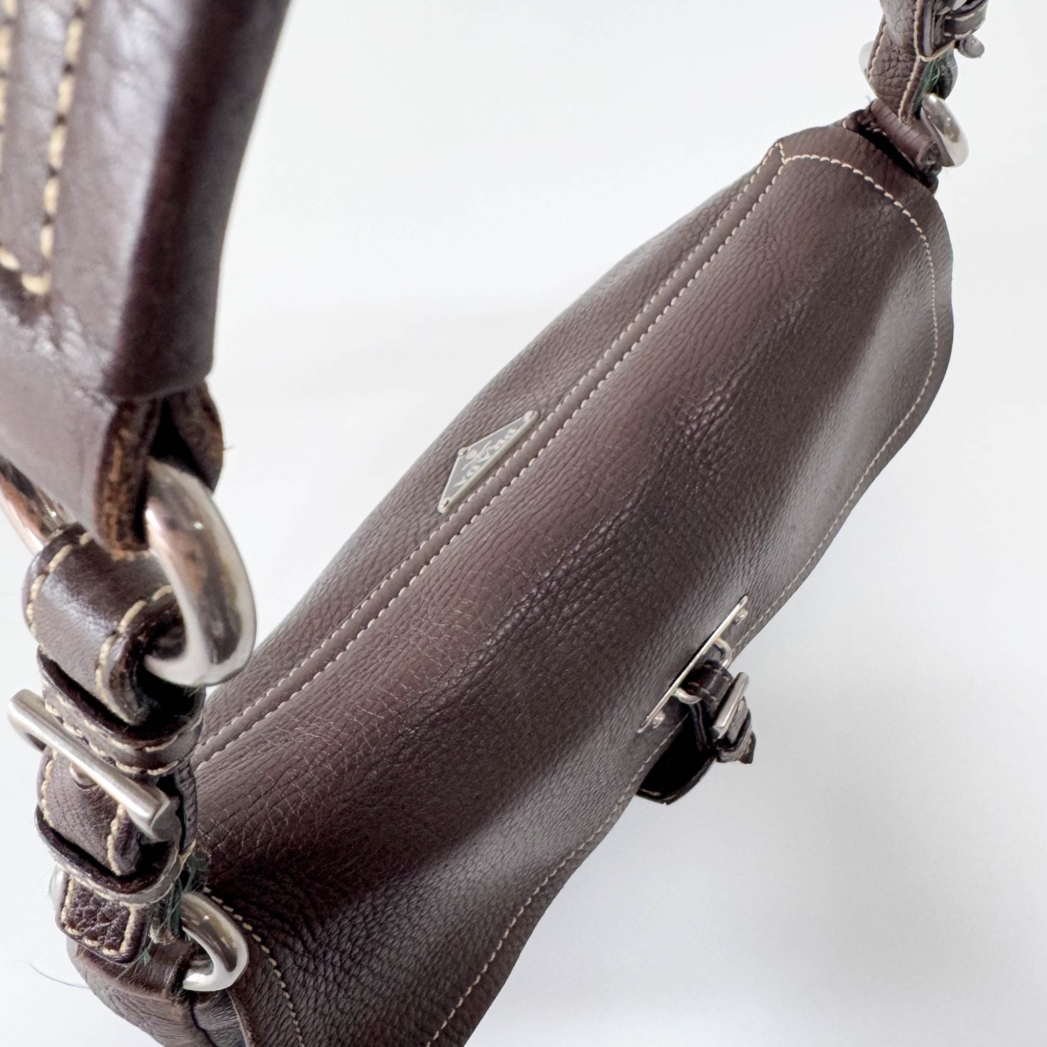 PRADA Brown Leather Shoulder Bag, in , Sold by HIVE PRELOVED - Shoulder Bags, ,