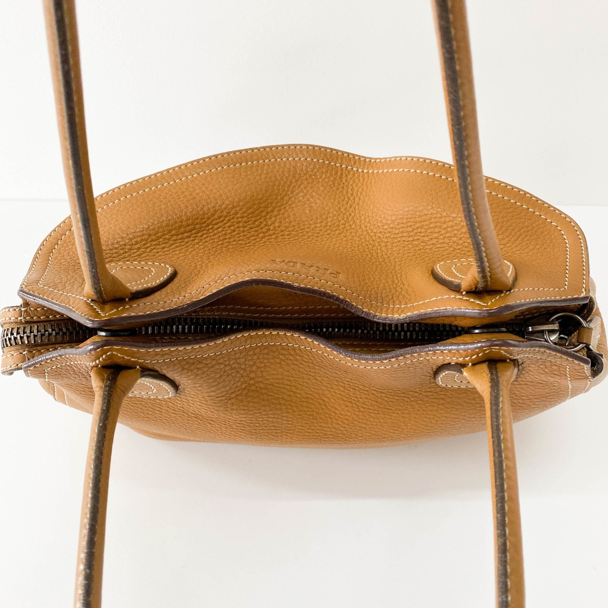 PRADA Brown Leather Shoulder Bag, in , Sold by HIVE PRELOVED - Shoulder Bags, ,