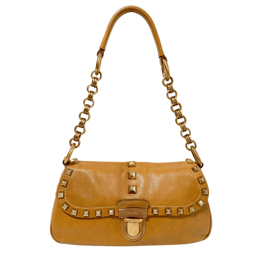 PRADA Brown Leather Studded Chain Strap Shoulder Bag, in , Sold by HIVE PRELOVED - Shoulder Bags, ,