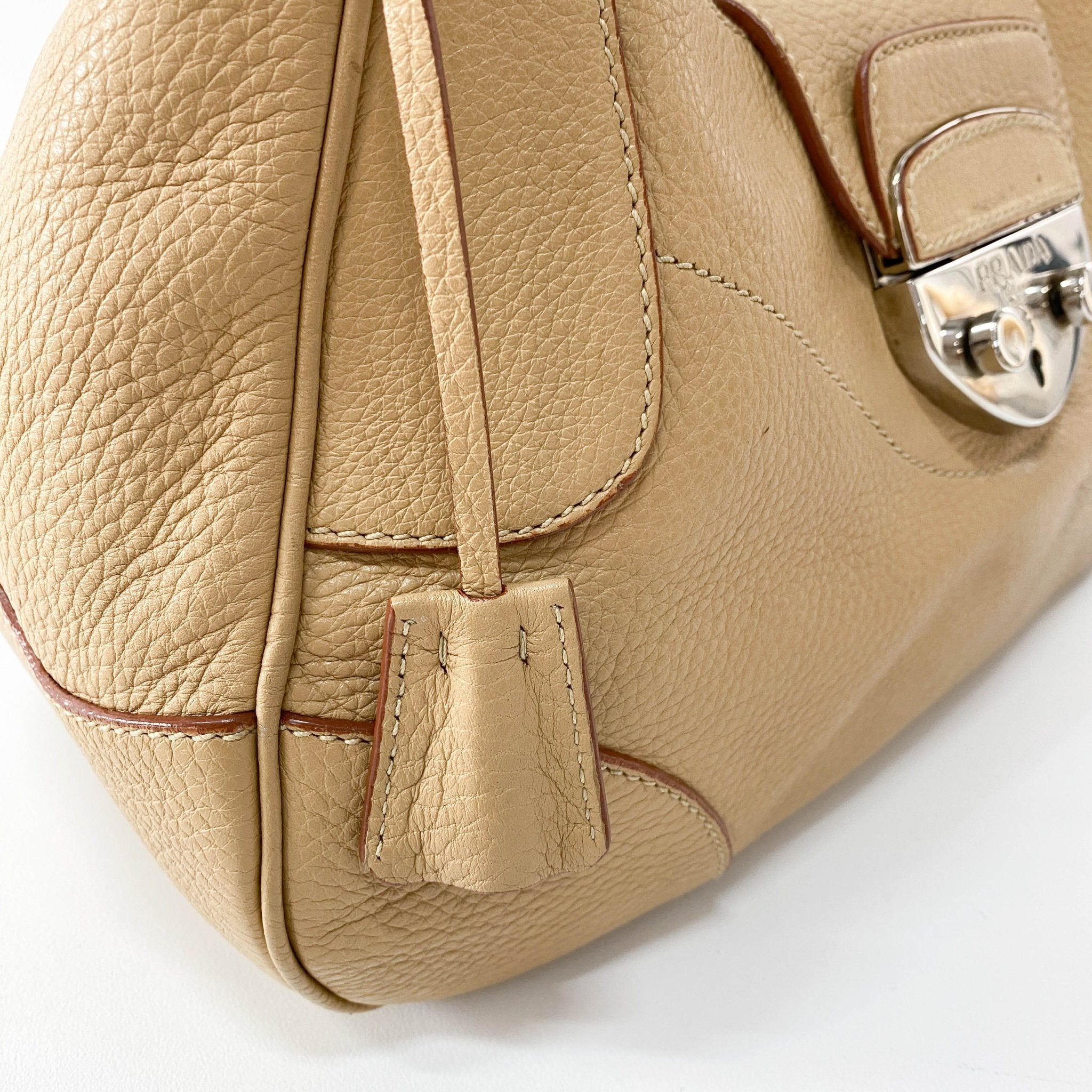 PRADA Brown Leather Top Handle Shoulder Bag, in , Sold by HIVE PRELOVED - Shoulder Bags, ,