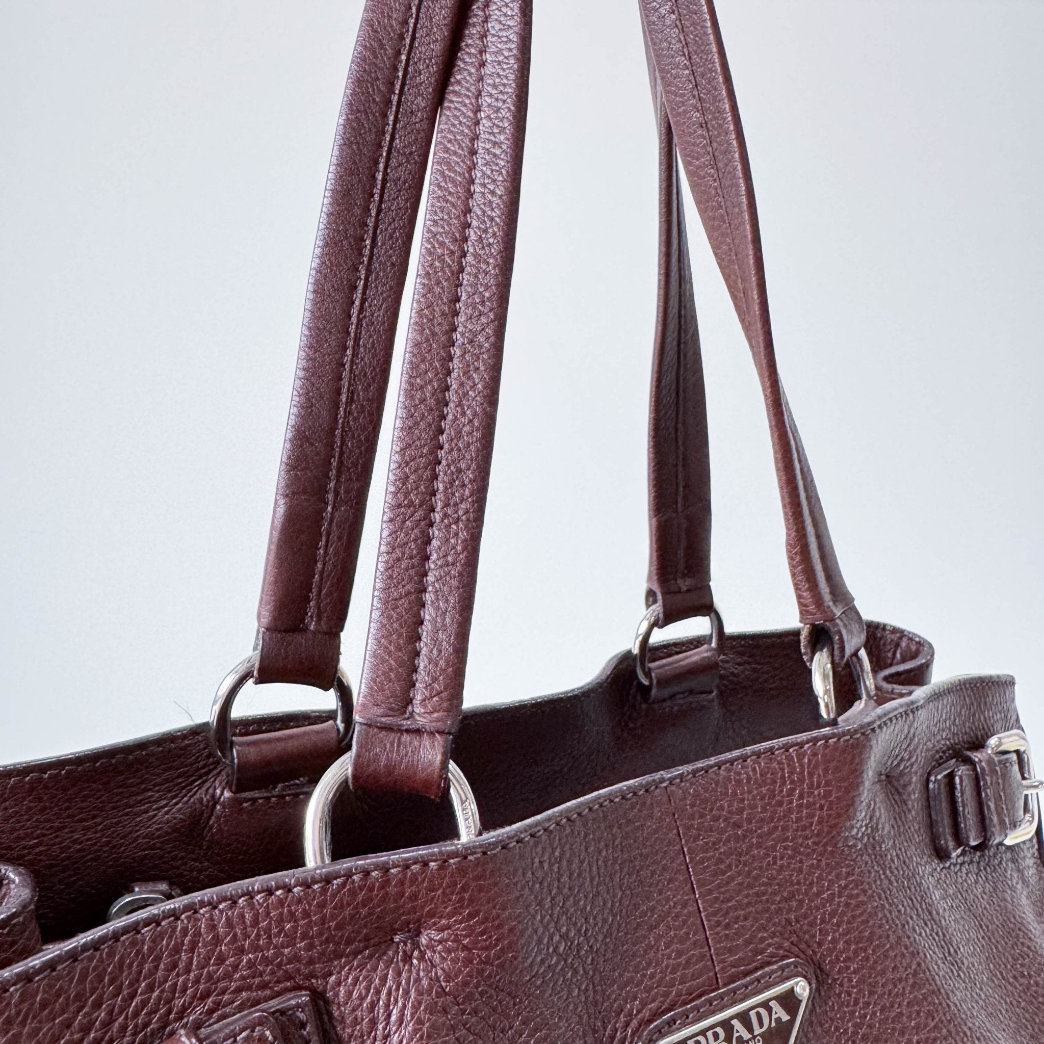 PRADA Brown Leather Top Handle Shoulder Bag, in , Sold by HIVE PRELOVED - Shoulder Bags, ,