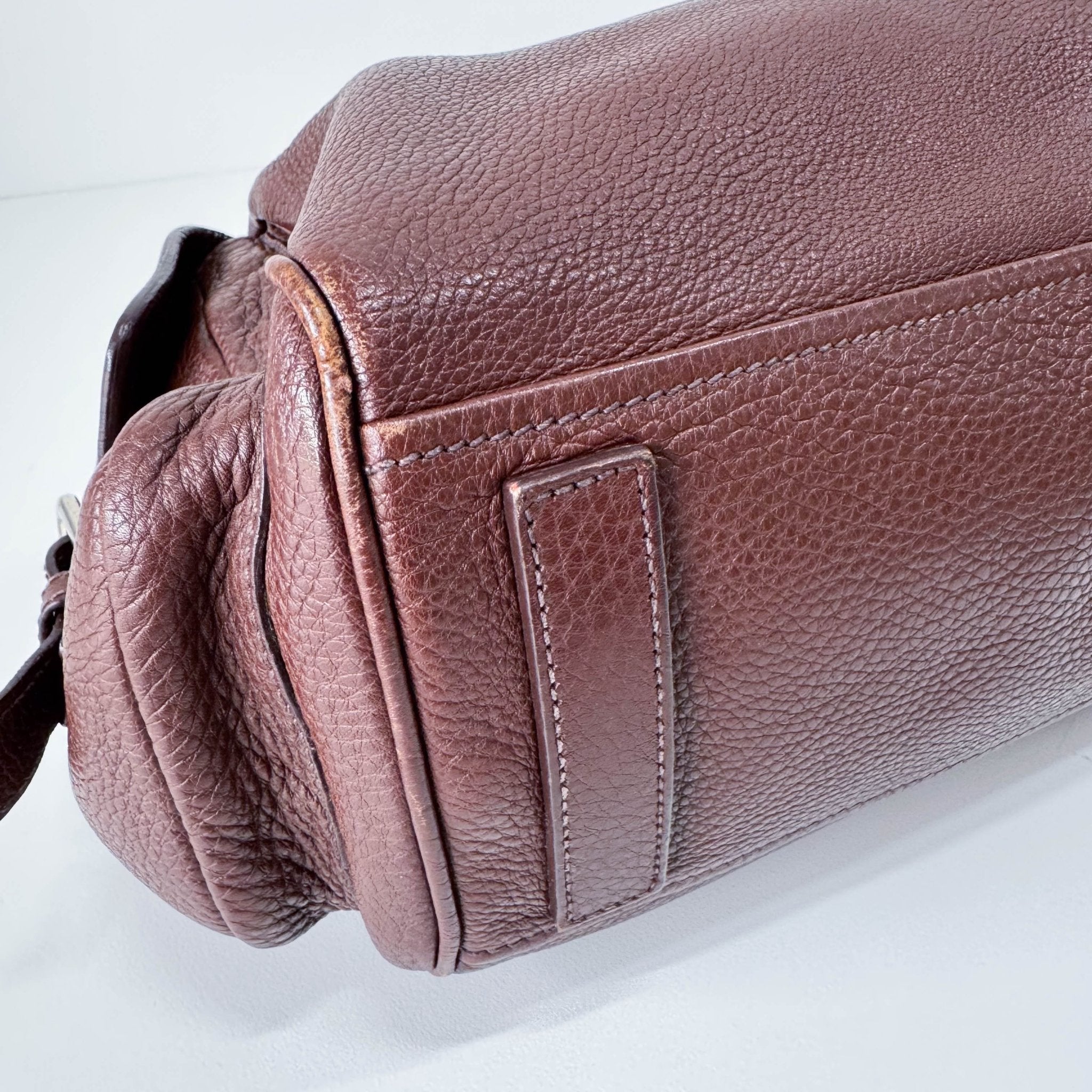 PRADA Brown Leather Top Handle Shoulder Bag, in , Sold by HIVE PRELOVED - Shoulder Bags, ,